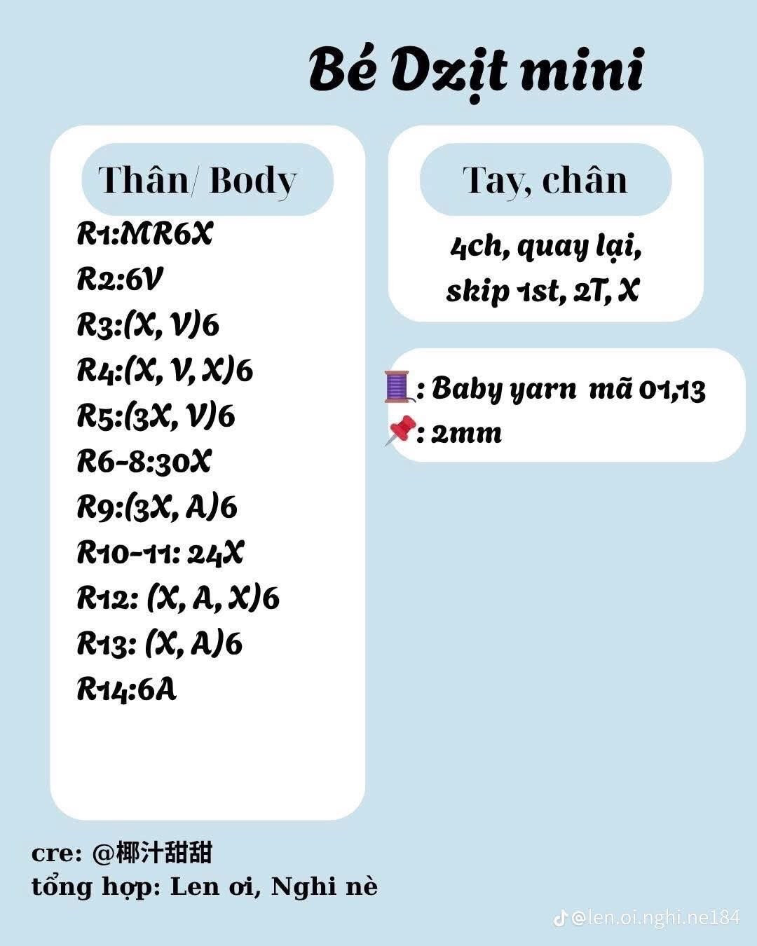 Tổng hợp chart móc len bé Mèo xiêm, Thỏ hồng và Cừu trắng mini