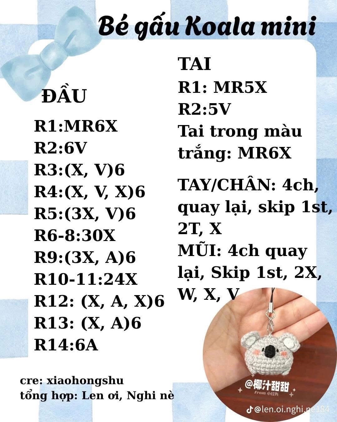 Tổng hợp chart móc len bé Mèo xiêm, Thỏ hồng và Cừu trắng mini