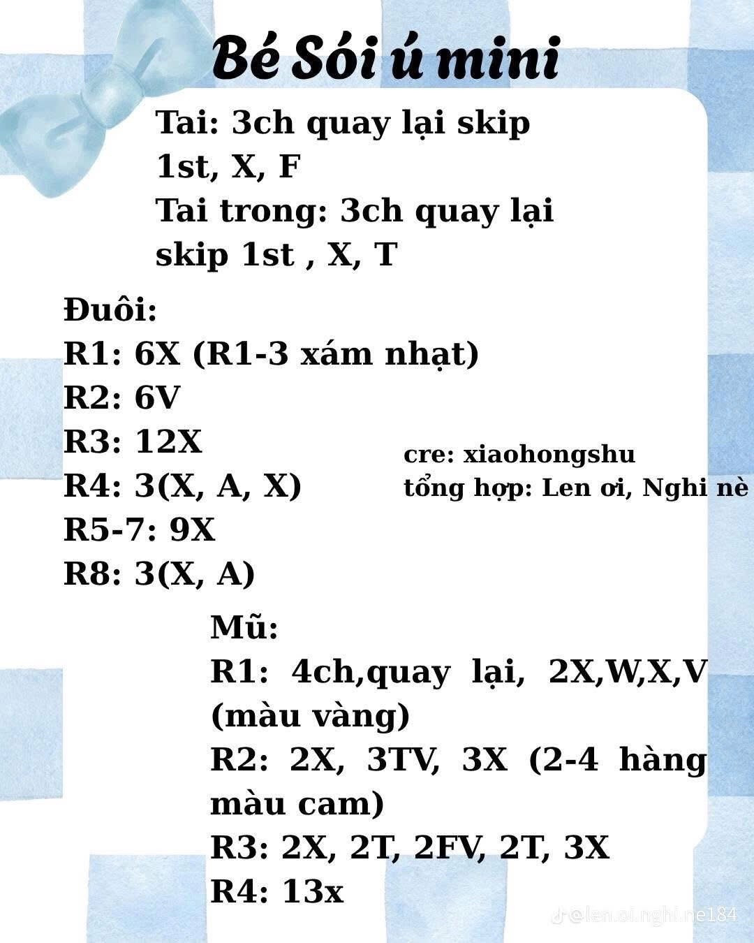 Tổng hợp chart móc len bé Mèo xiêm, Thỏ hồng và Cừu trắng mini