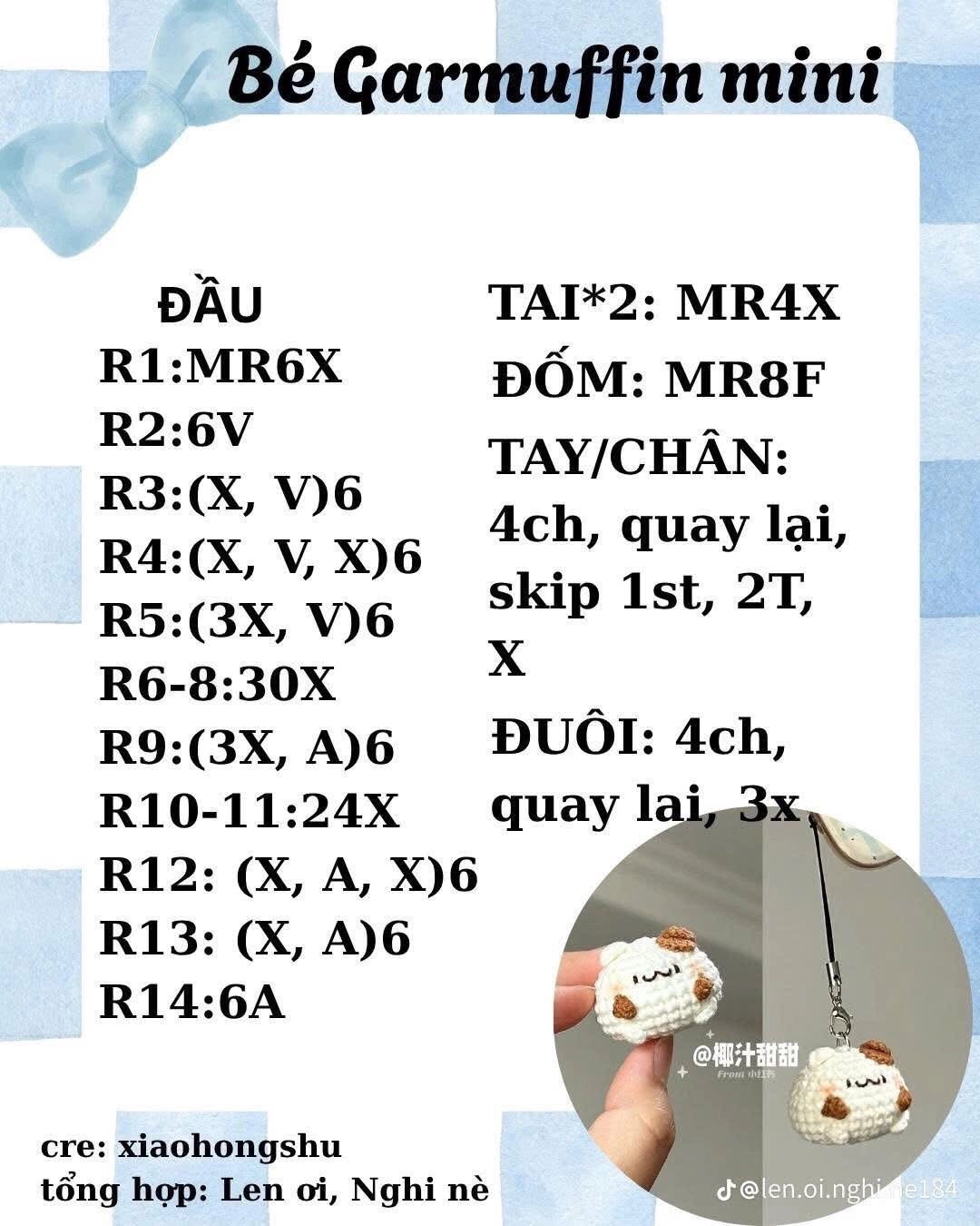 Tổng hợp chart móc len bé Mèo xiêm, Thỏ hồng và Cừu trắng mini