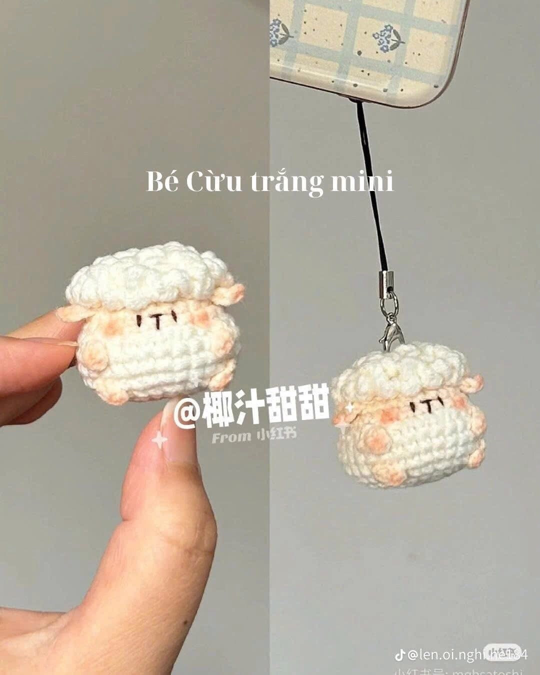 Tổng hợp chart móc len bé Mèo xiêm, Thỏ hồng và Cừu trắng mini