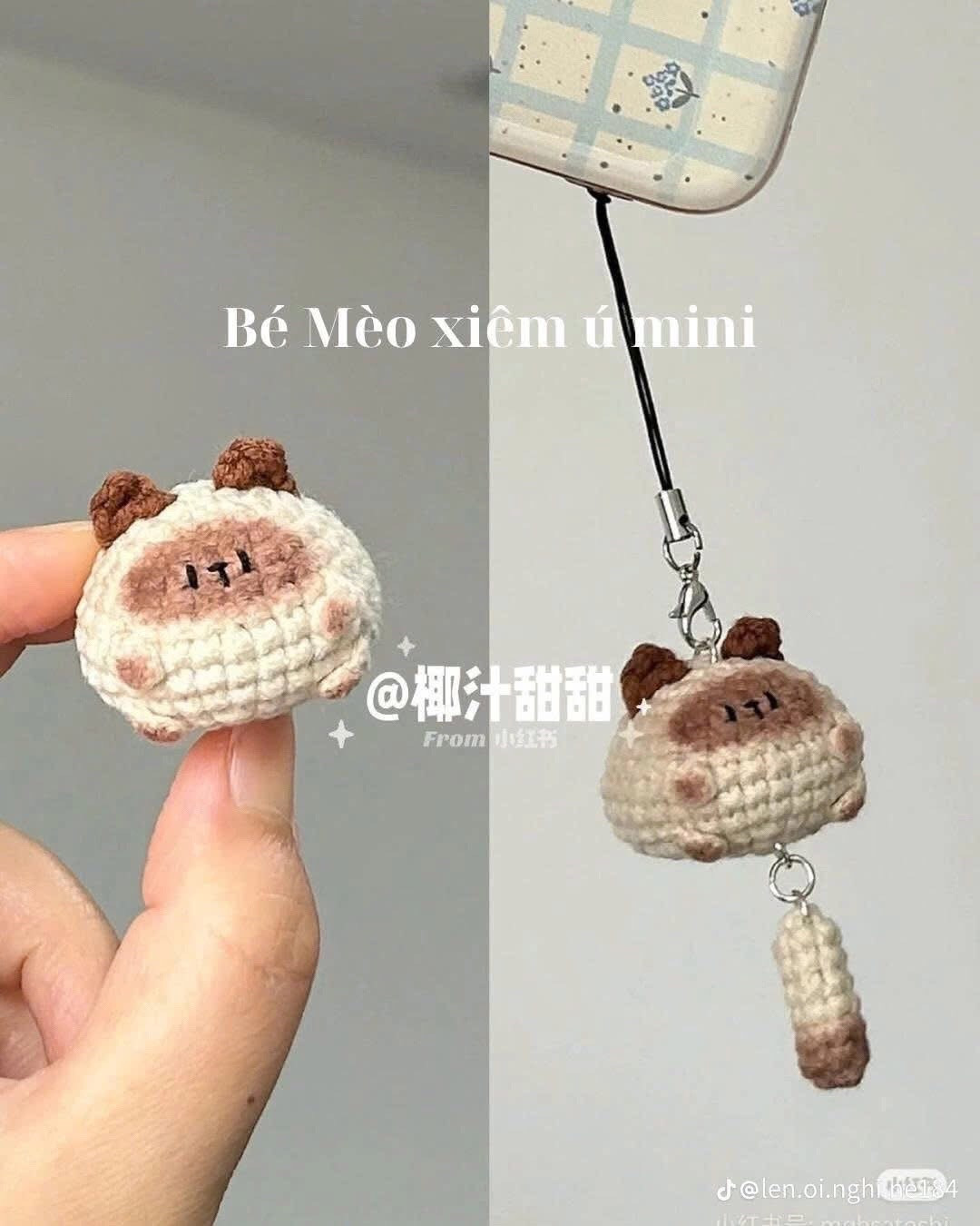 Tổng hợp chart móc len bé Mèo xiêm, Thỏ hồng và Cừu trắng mini