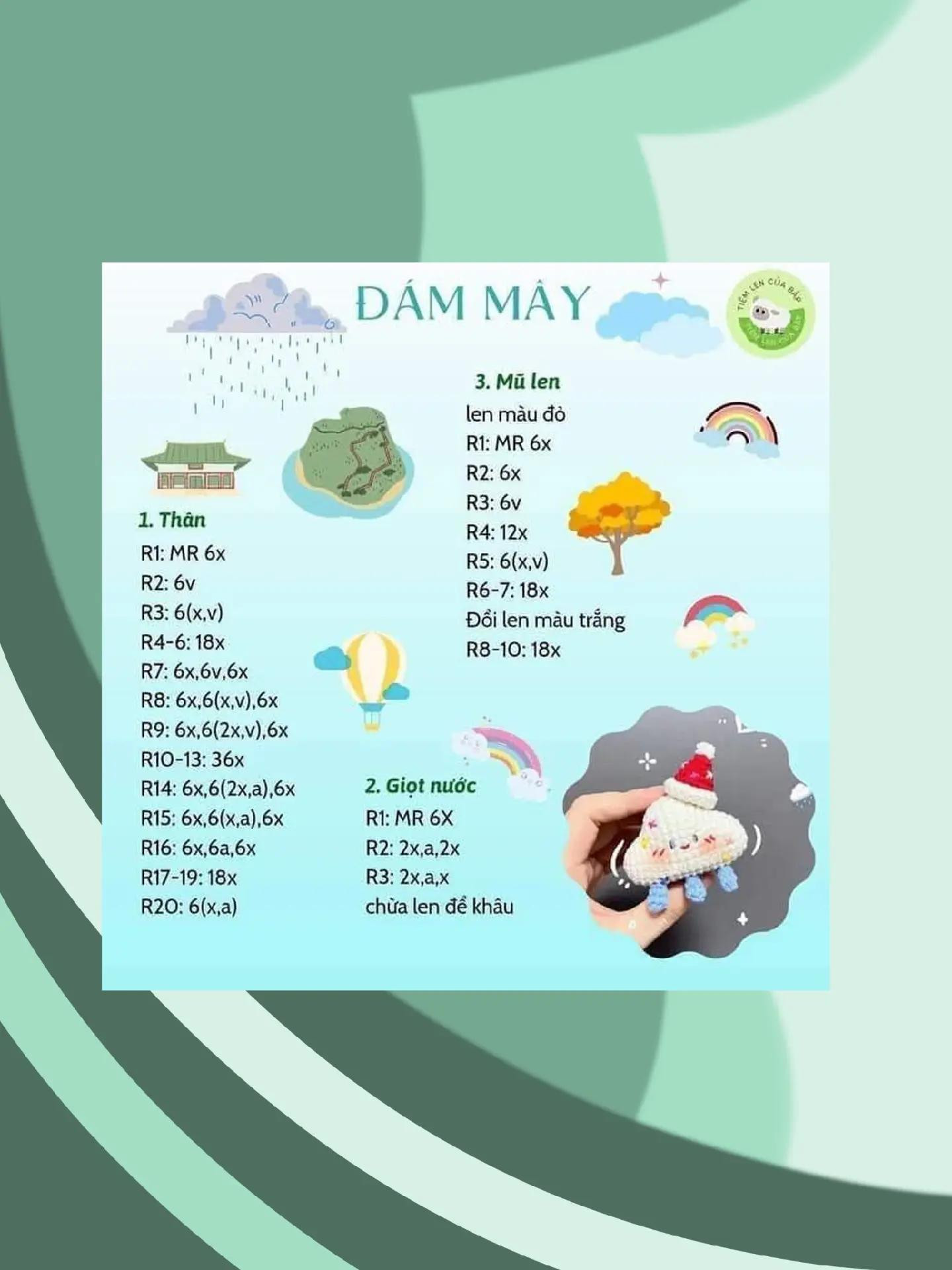 Tổng hợp chart móc len: Bé Voi, Cam cam, Gà con và hướng dẫn ký hiệu