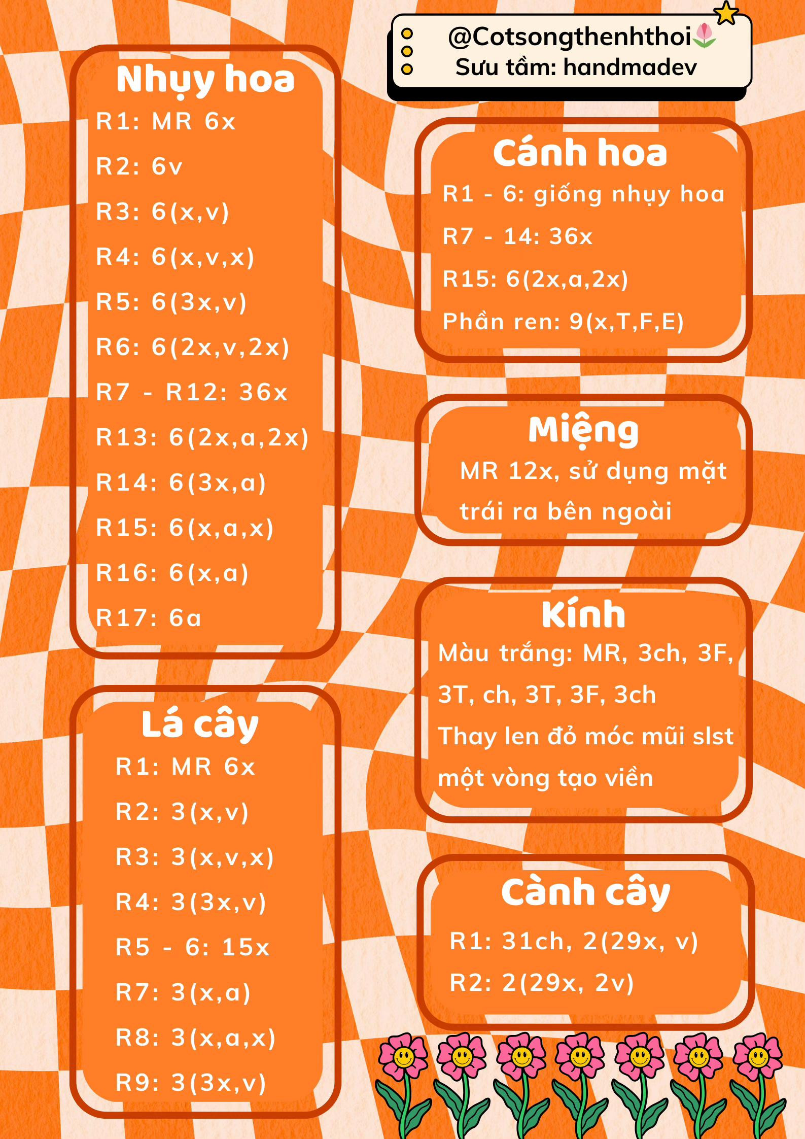 Tổng hợp chart móc len Bông Hè, Thiên Nga và Gà Ú Nu dễ thương
