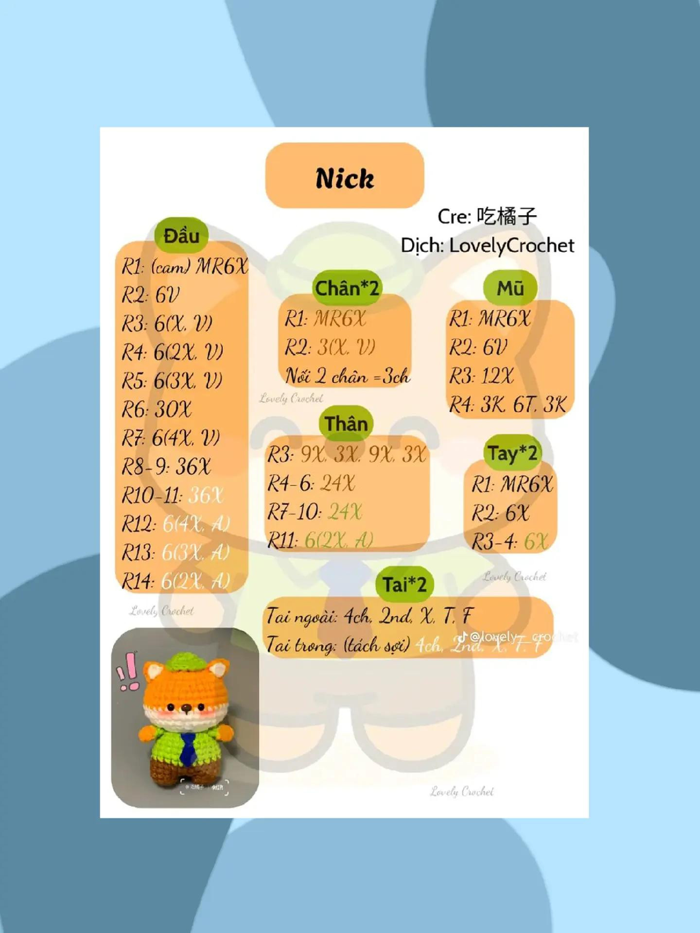 Tổng hợp chart móc len búp bê Capy, Mèo Dudu và Cá Heo