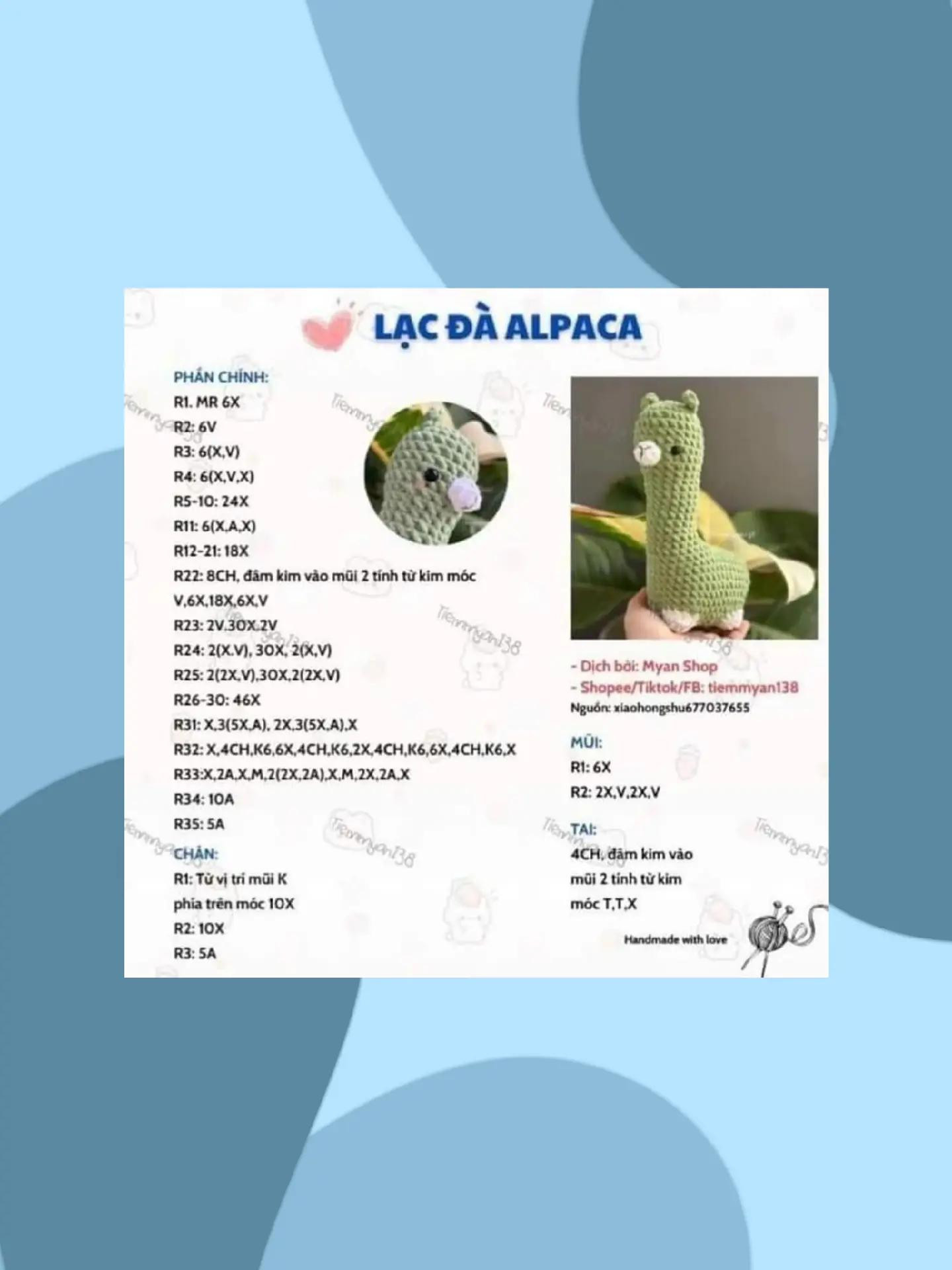 Tổng hợp chart móc len búp bê Capy, Mèo Dudu và Cá Heo