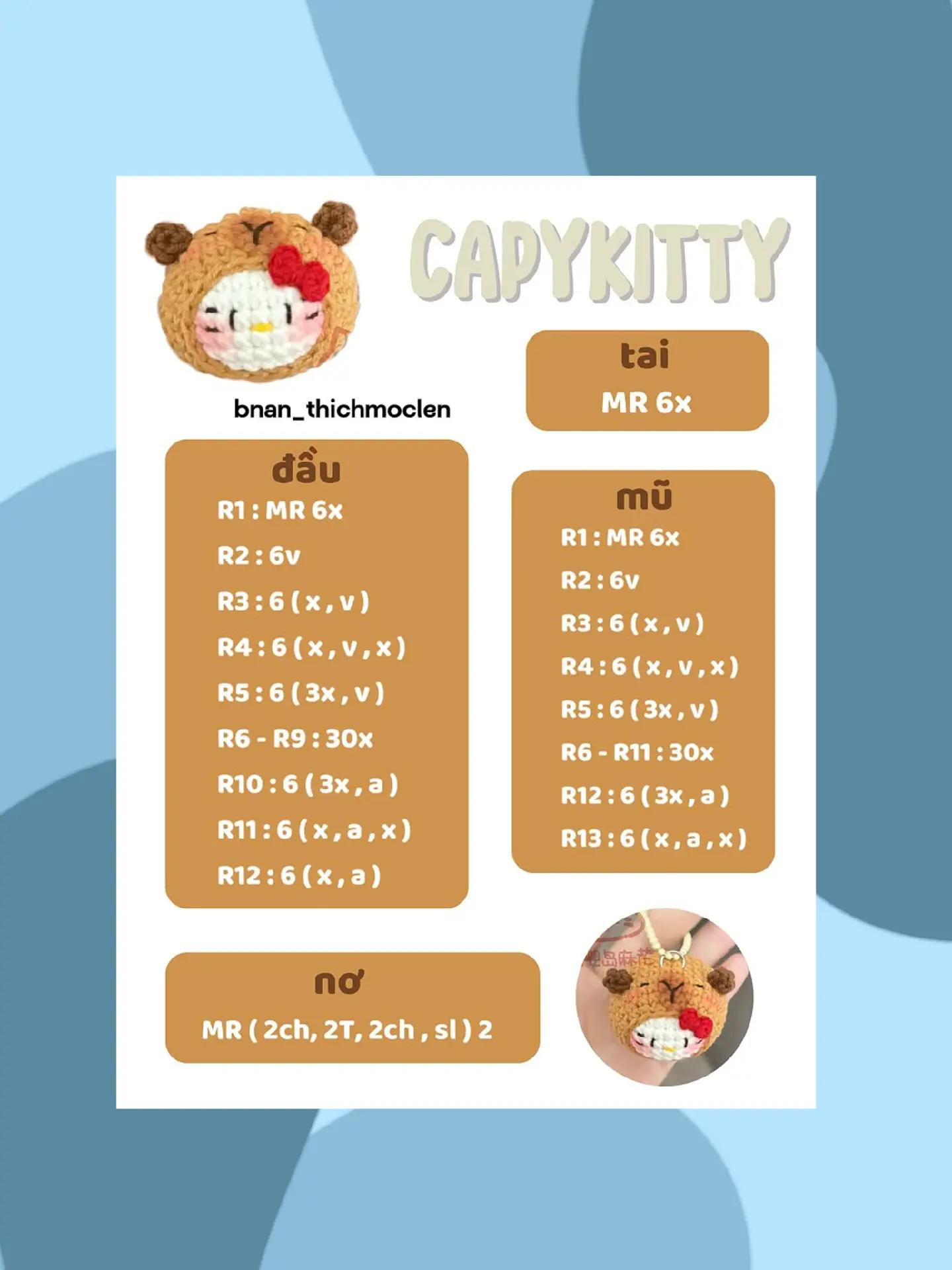 Tổng hợp chart móc len búp bê Capy, Mèo Dudu và Cá Heo