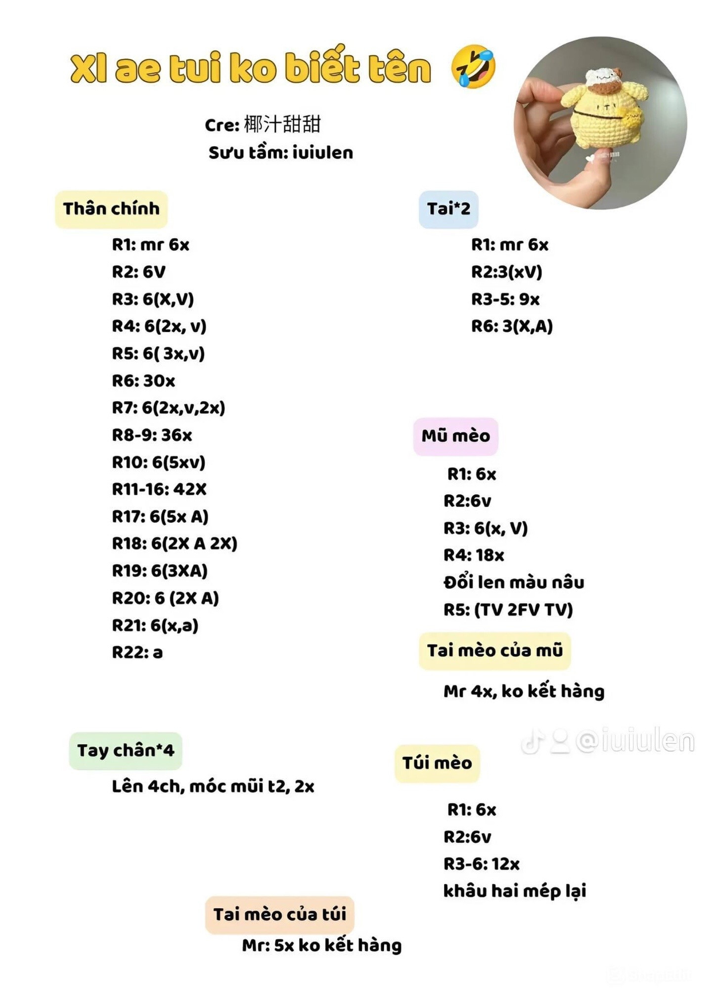 Tổng hợp chart móc len búp bê dễ thương: Bé heo, Gấu May mắn, Mèo xiêm và nhân vật bí ẩn