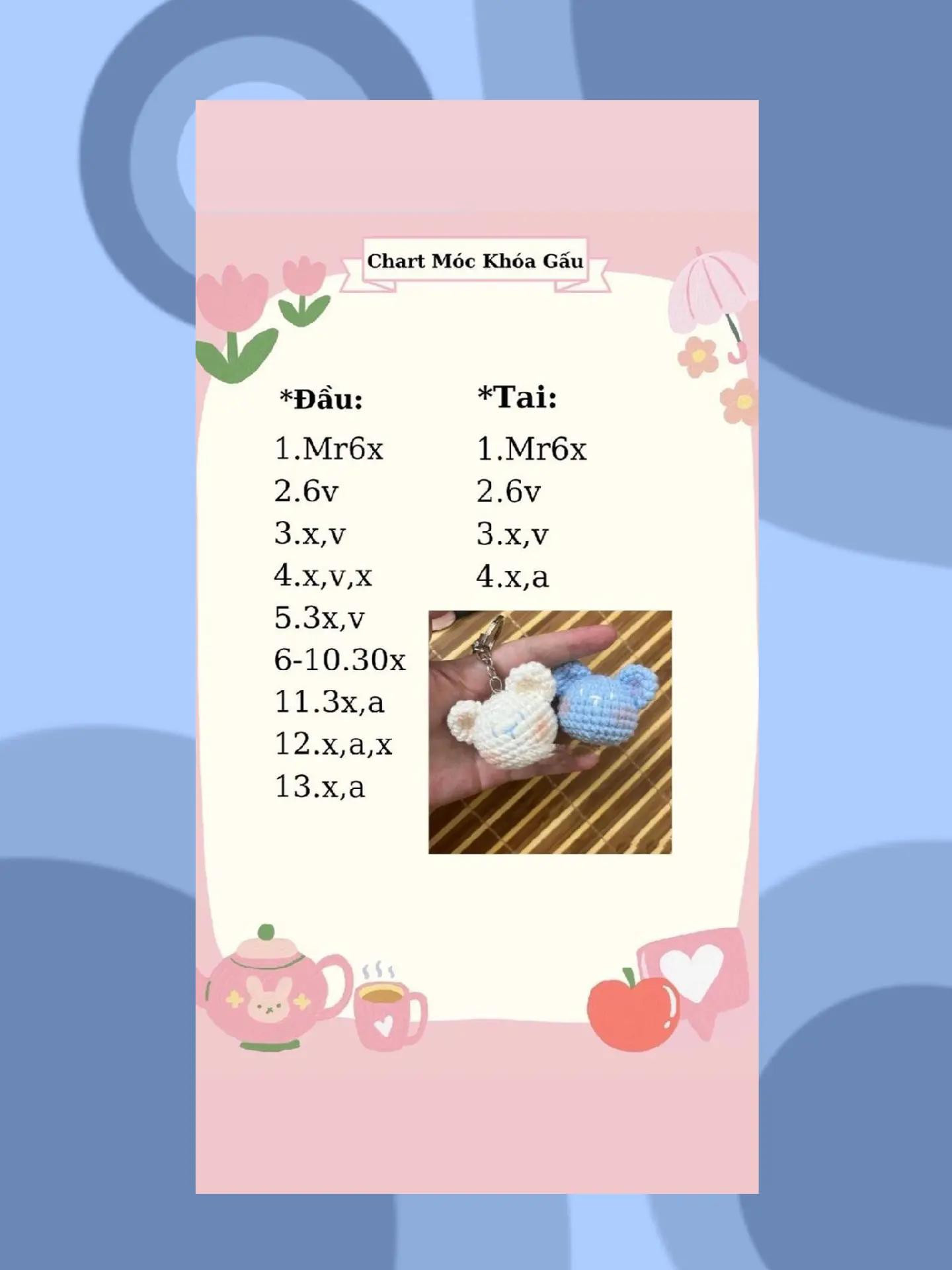 Tổng hợp chart móc len búp bê gấu, kem và vịt quả lê dễ thương