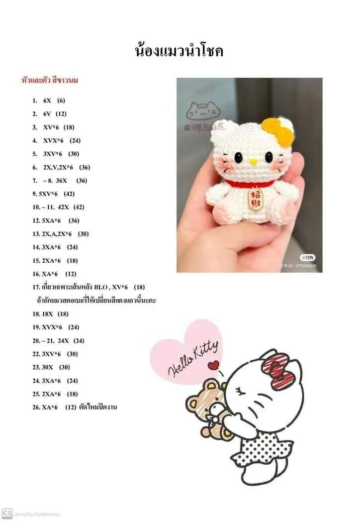 Tổng hợp chart móc len búp bê Hello Kitty và Thỏ đội mũ cá dễ thương