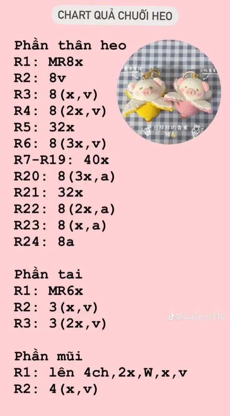 Tổng hợp Chart Móc Len: Búp bê Heo Xinh, Chuột, Thỏ và Phụ kiện