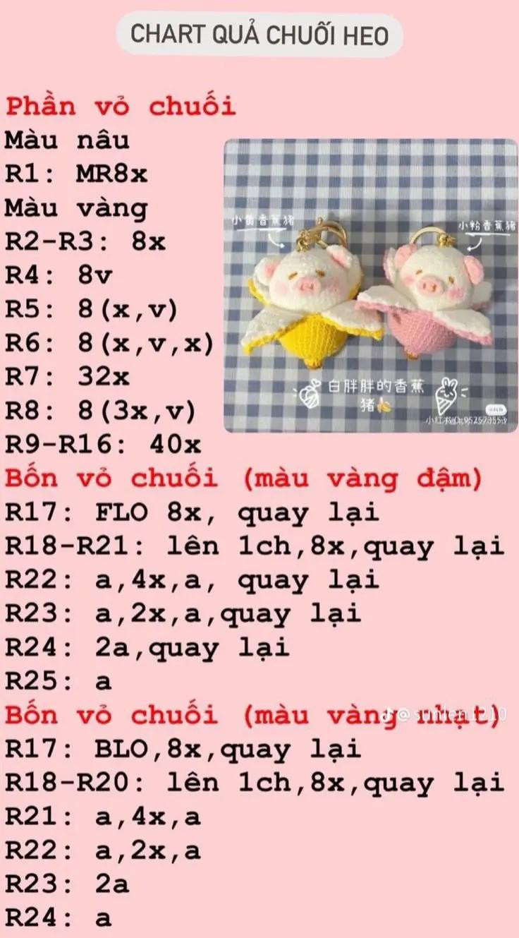 Tổng hợp Chart Móc Len: Búp bê Heo Xinh, Chuột, Thỏ và Phụ kiện