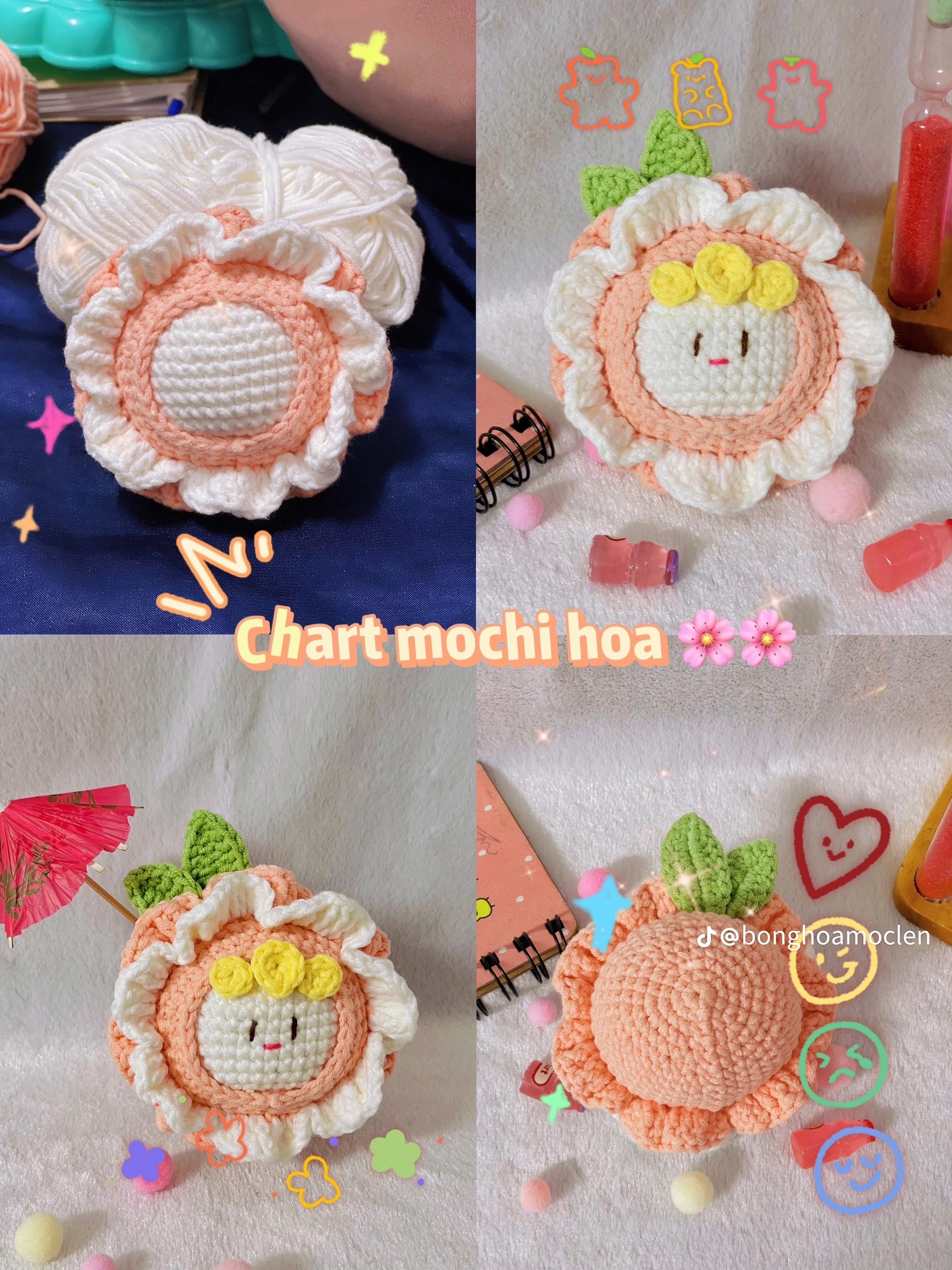 Tổng hợp chart móc len búp bê hoa, thỏ và mặt hổ dễ thương