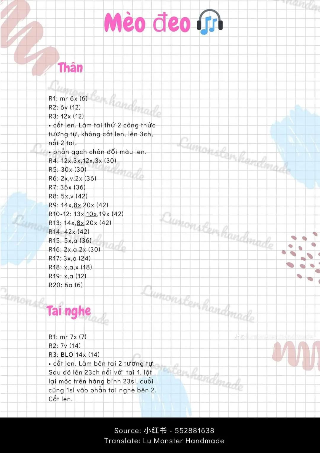 Tổng hợp chart móc len búp bê Thỏ và Vịt dễ thương, hướng dẫn chi tiết từng phần