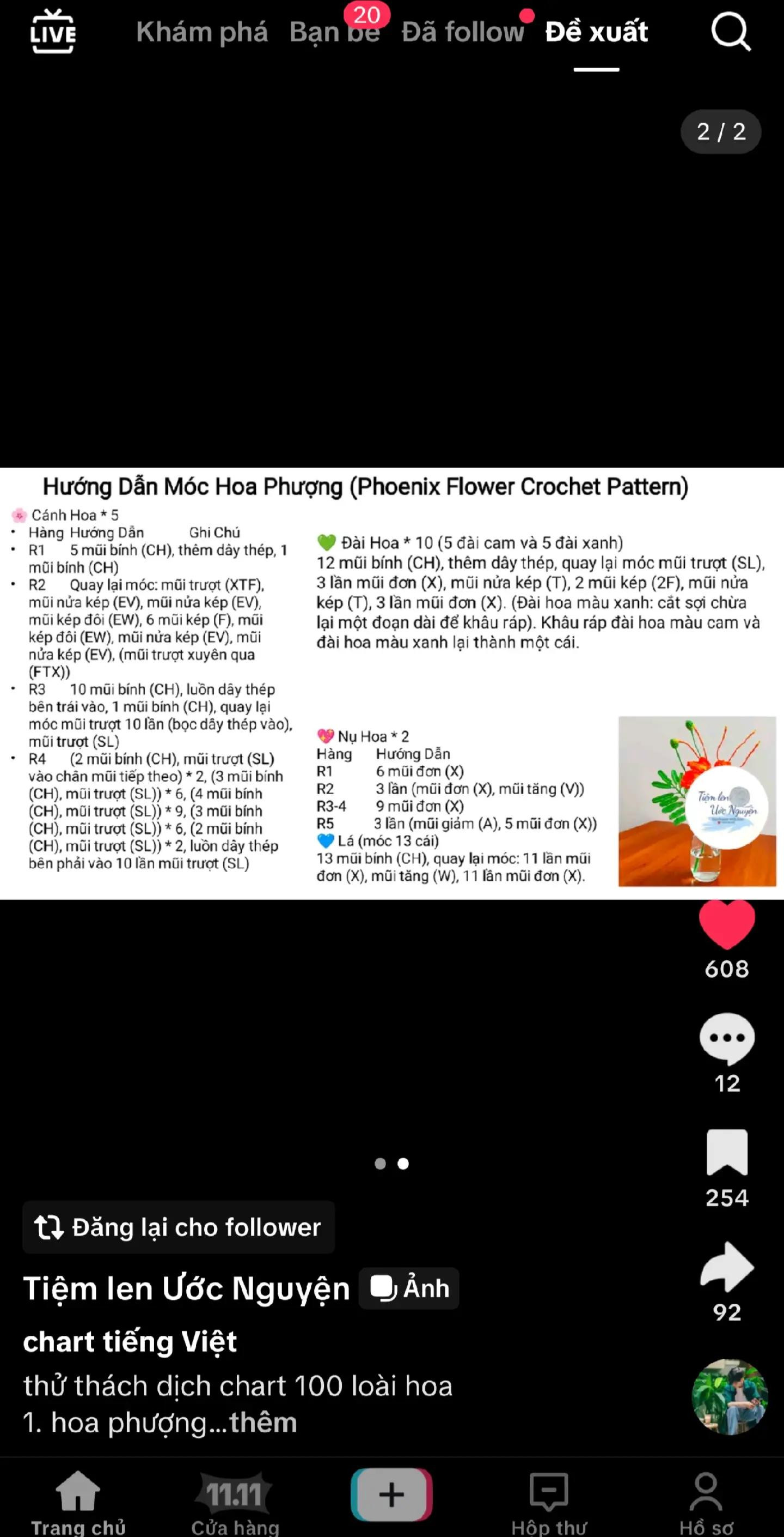 Tổng hợp chart móc len các loại hoa: Anh túc, Oải hương, Lavender, Tiểu Lily