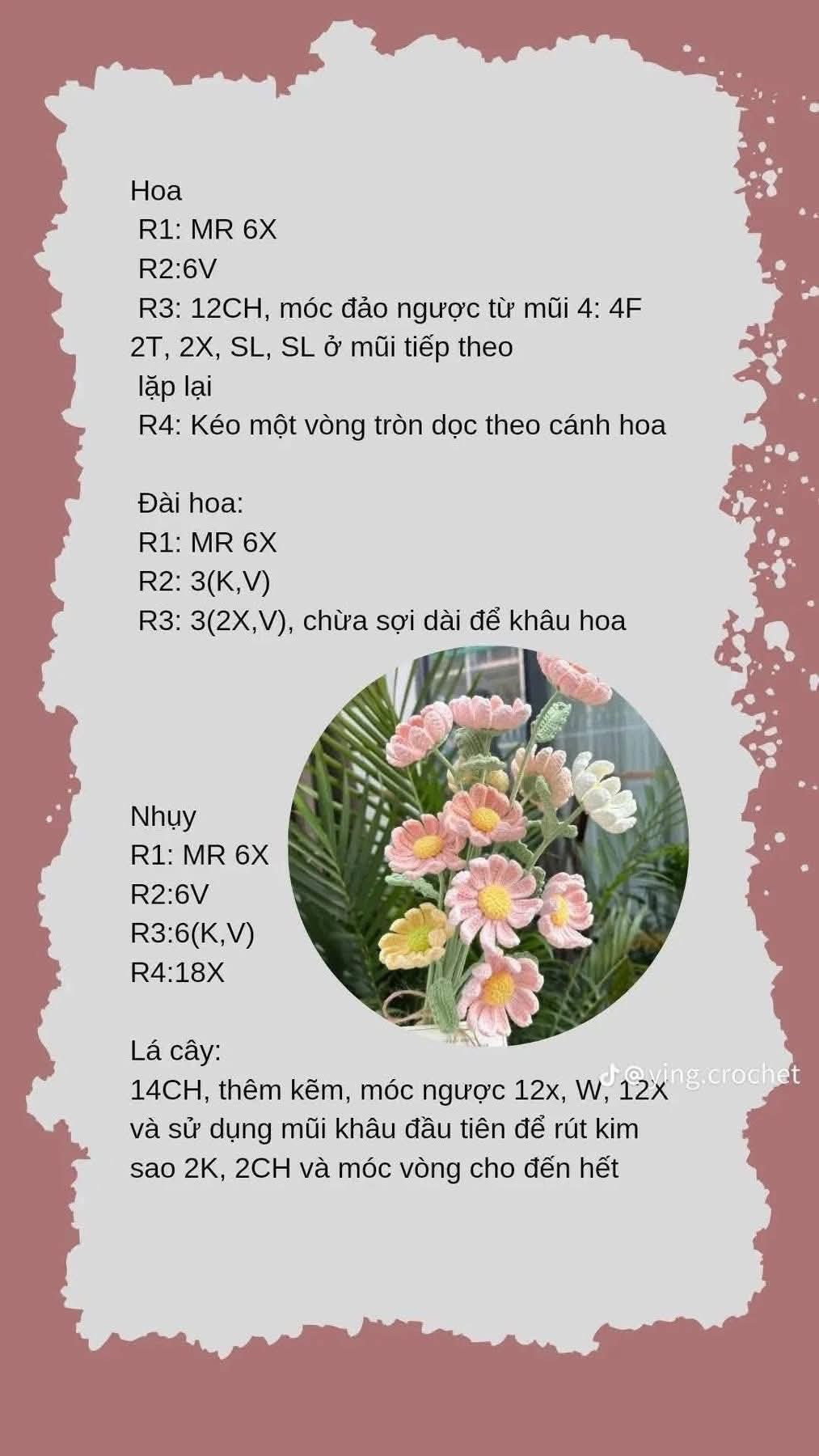Tổng hợp chart móc len các loại hoa: Anh túc, Oải hương, Lavender, Tiểu Lily