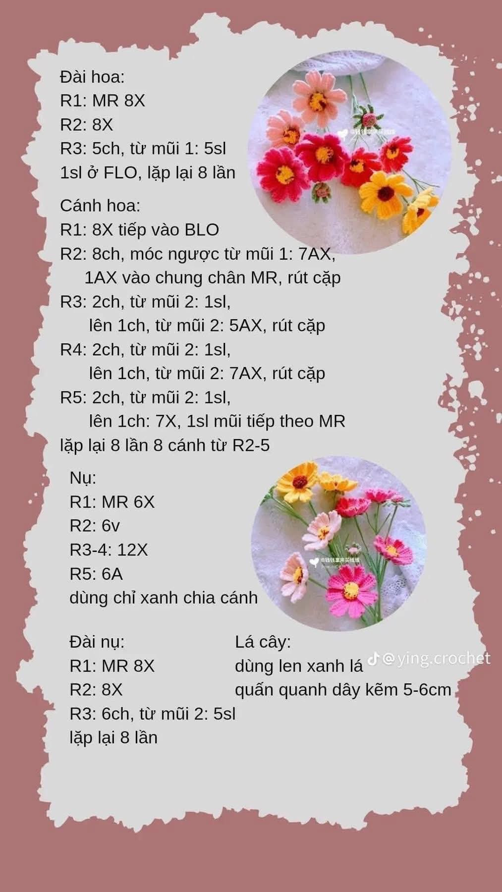 Tổng hợp chart móc len các loại hoa: Anh túc, Oải hương, Lavender, Tiểu Lily