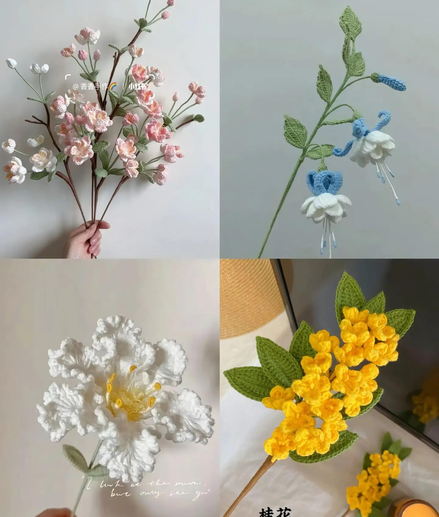 Tổng hợp chart móc len các loại hoa: Anh túc, Oải hương, Lavender, Tiểu Lily