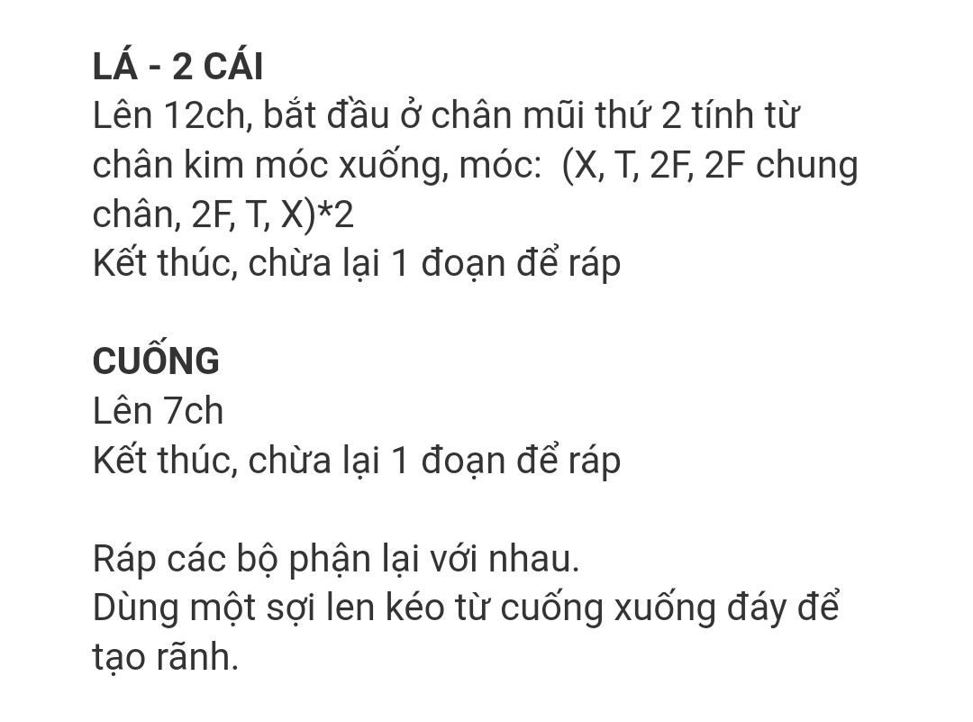 Tổng hợp chart móc len các loại quả dễ thương: Chuối, Lê, Chanh, Táo