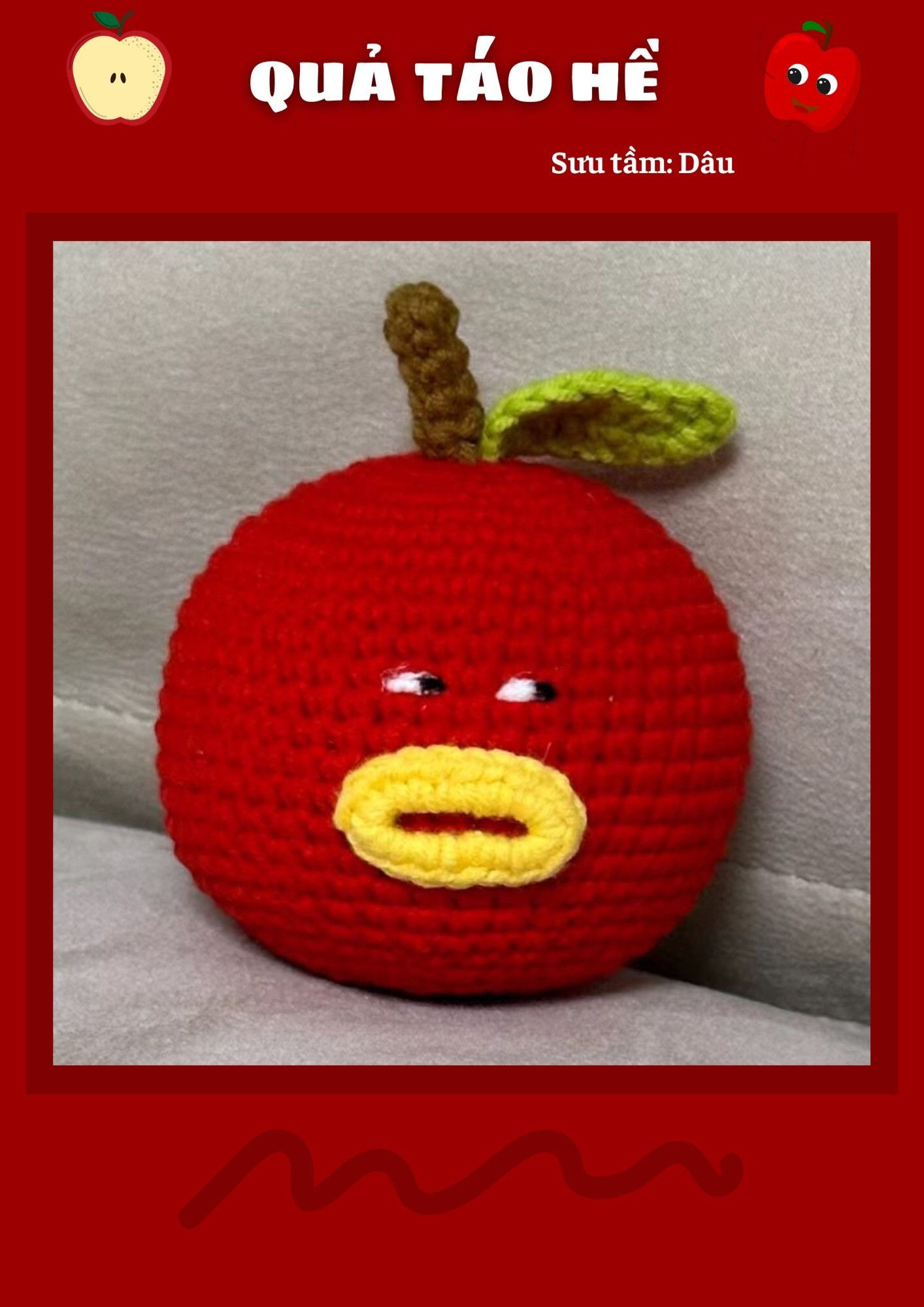 Tổng hợp chart móc len các loại quả dễ thương: Chuối, Lê, Chanh, Táo