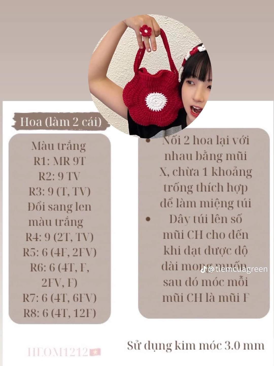 Tổng hợp chart móc len các mẫu túi thời trang: Túi hoa tulip, Buzz Lightyear, Mắt Léz, Tote lưới đánh cá