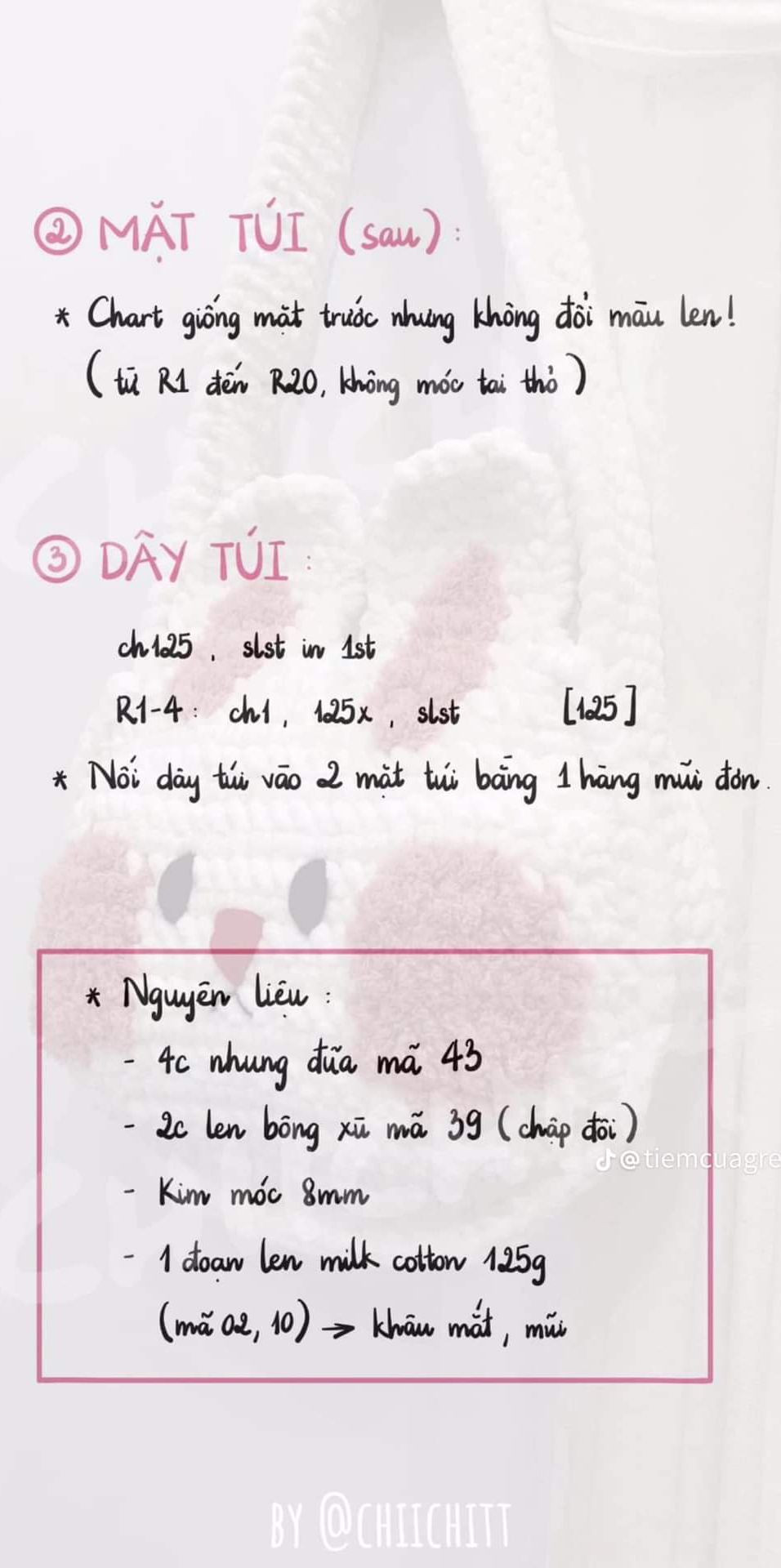 Tổng hợp chart móc len các mẫu túi thời trang: Túi hoa tulip, Buzz Lightyear, Mắt Léz, Tote lưới đánh cá