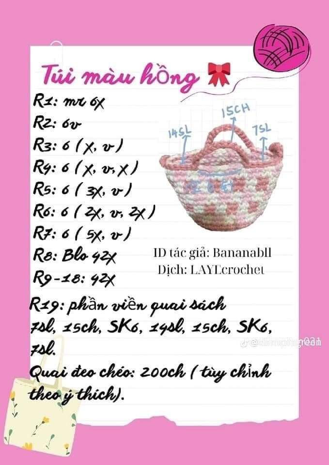 Tổng hợp chart móc len các mẫu túi thời trang: Túi hoa tulip, Buzz Lightyear, Mắt Léz, Tote lưới đánh cá