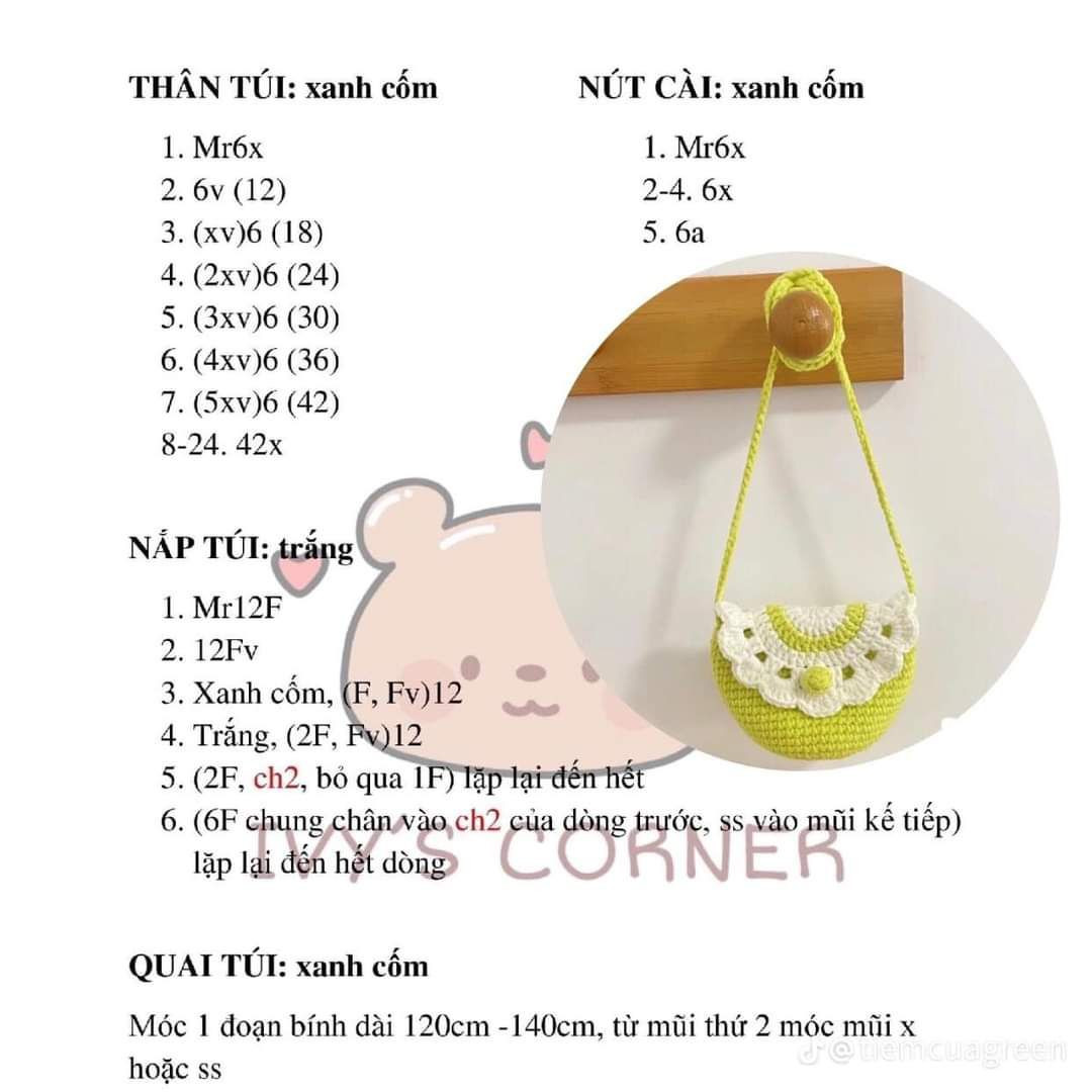 Tổng hợp chart móc len các mẫu túi thời trang: Túi hoa tulip, Buzz Lightyear, Mắt Léz, Tote lưới đánh cá