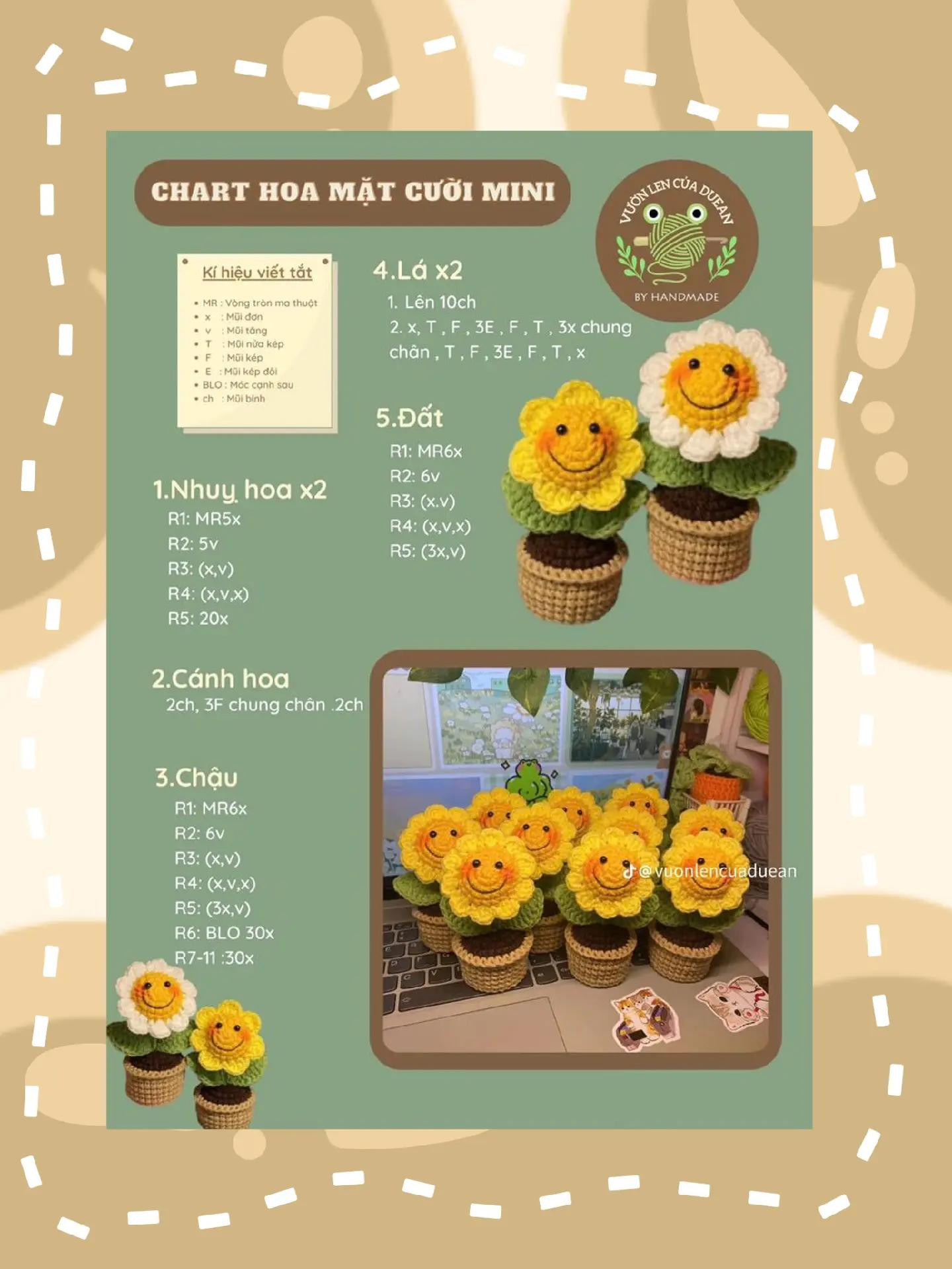 Tổng hợp chart móc len Capybara và Hoa mặt cười dễ thương