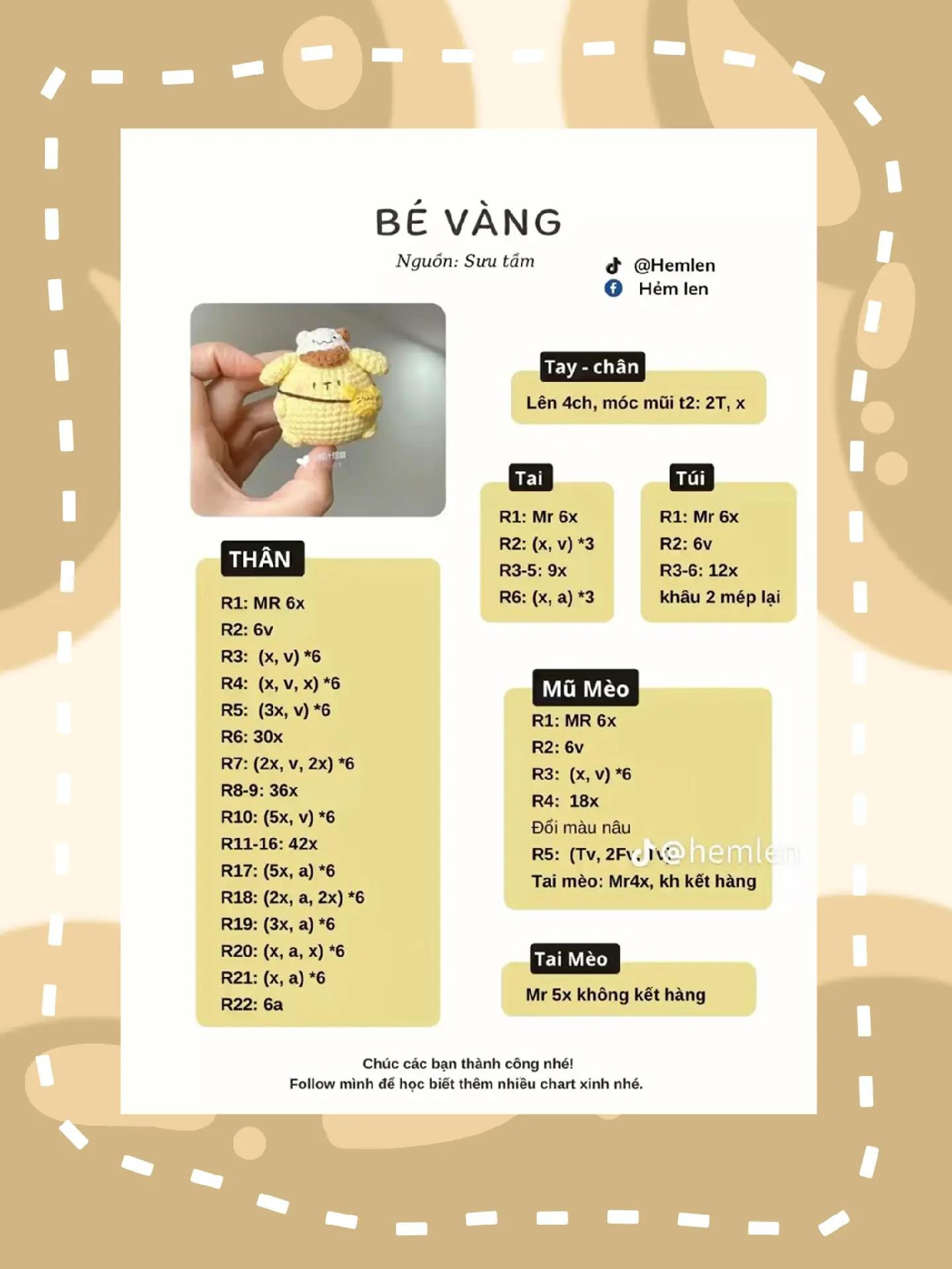 Tổng hợp chart móc len Capybara và Hoa mặt cười dễ thương