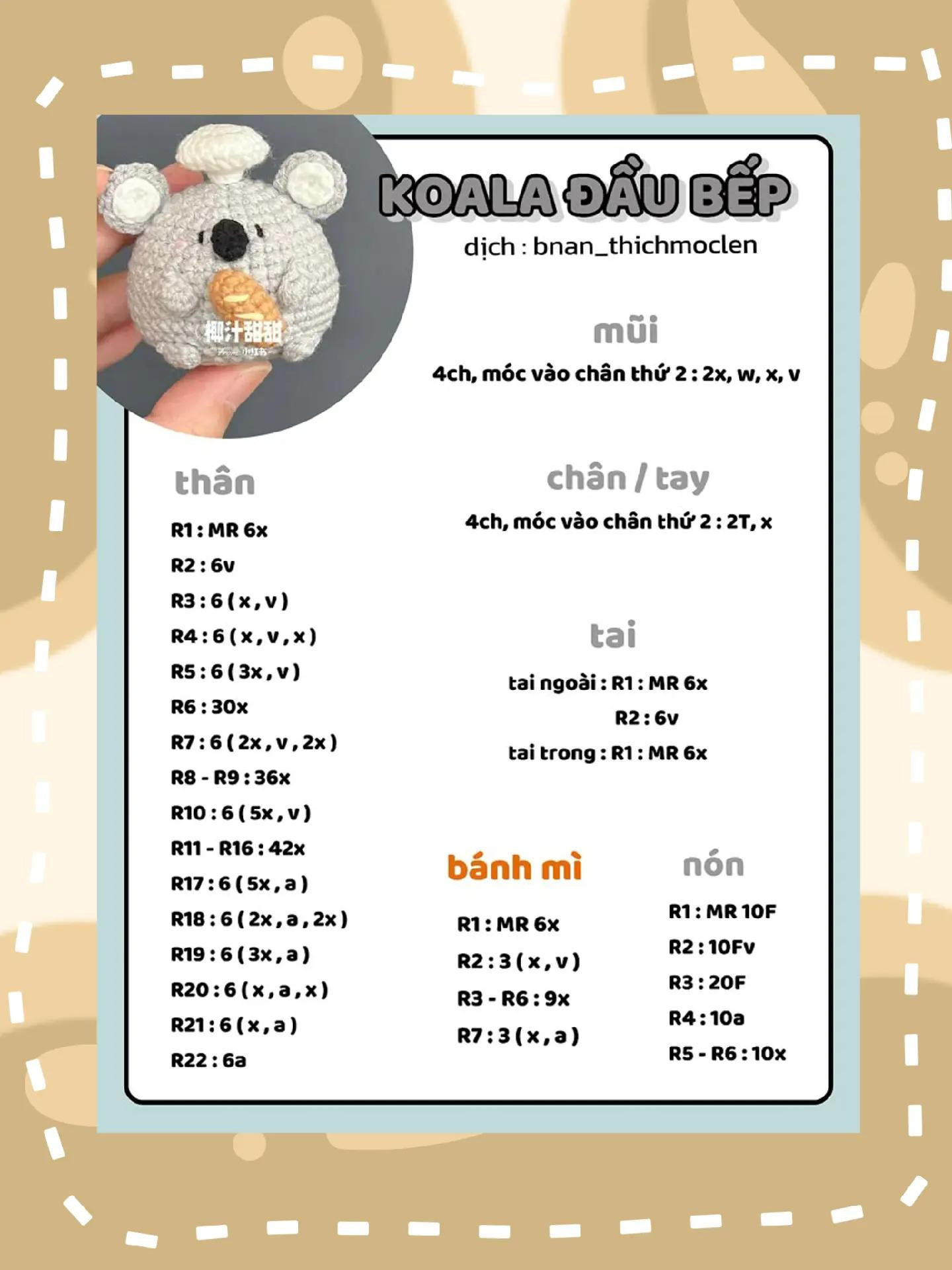 Tổng hợp chart móc len Capybara và Hoa mặt cười dễ thương