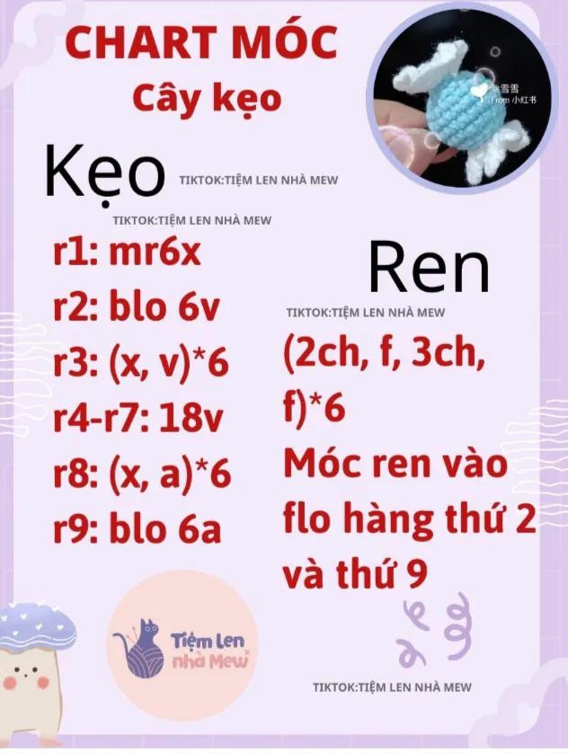 Tổng hợp chart móc len cây kem mini và kẹp tóc hình thú dễ thương