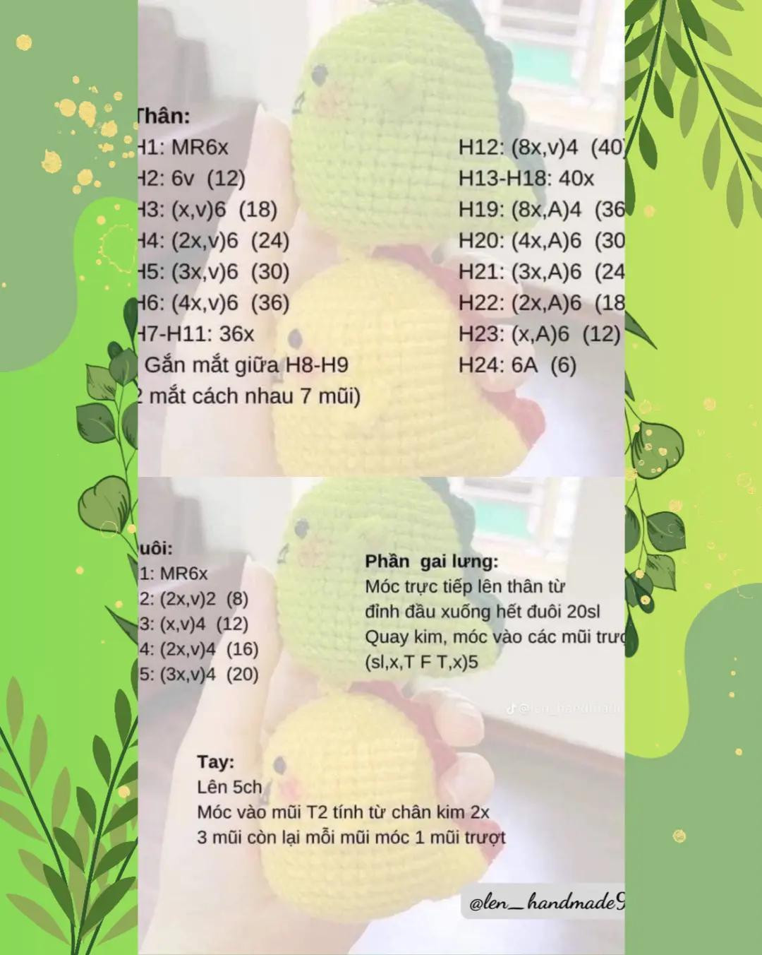 Tổng hợp chart móc len chủ đề màu xanh lá: Bơ, Củ cải, Rùa, Thỏ