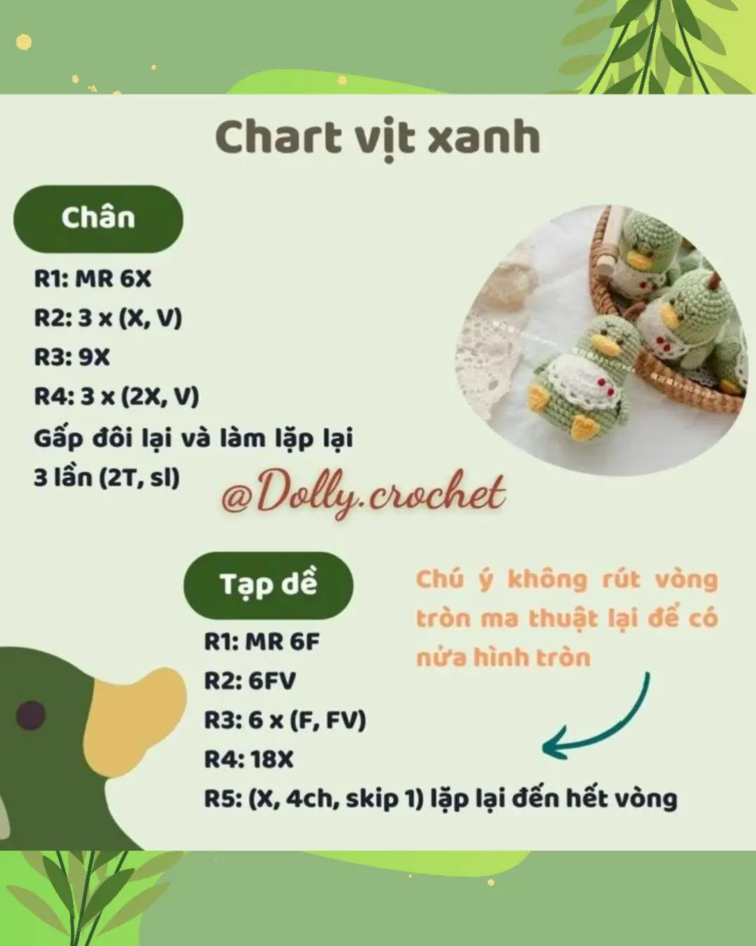 Tổng hợp chart móc len chủ đề màu xanh lá: Bơ, Củ cải, Rùa, Thỏ