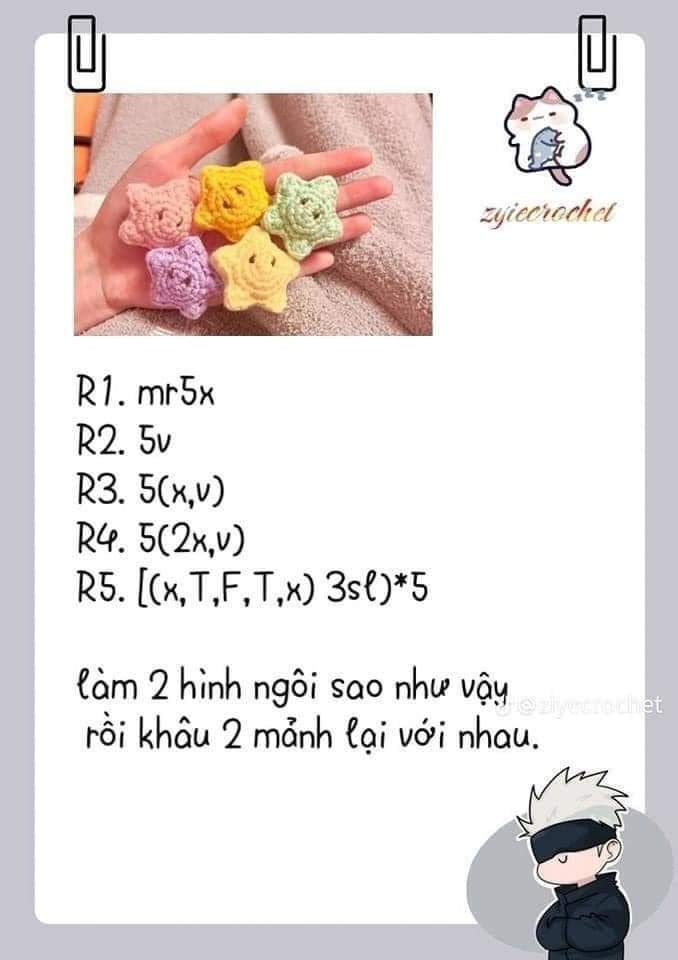 Tổng hợp chart móc len: Cún suy dinh dưỡng, Sao ngũ giác, Gấu mini, Gà con mũ ếch và túi mini