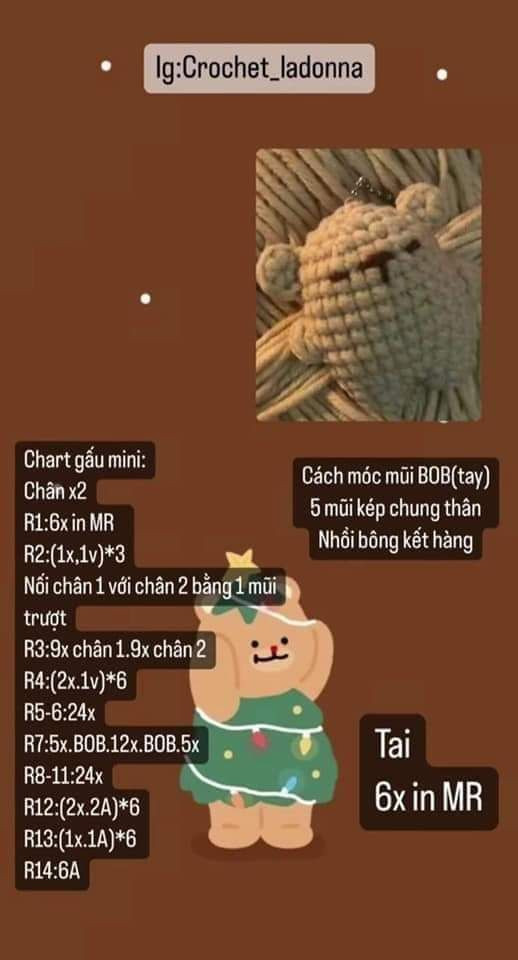 Tổng hợp chart móc len: Cún suy dinh dưỡng, Sao ngũ giác, Gấu mini, Gà con mũ ếch và túi mini