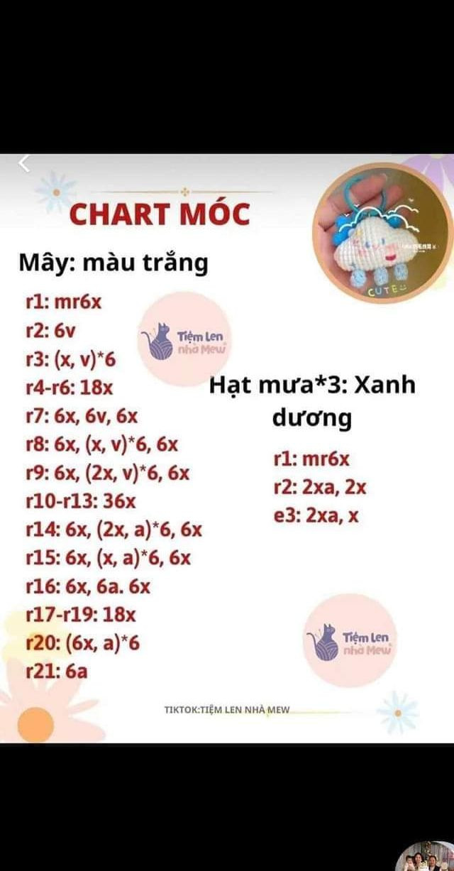Tổng hợp chart móc len: Cún suy dinh dưỡng, Sao ngũ giác, Gấu mini, Gà con mũ ếch và túi mini