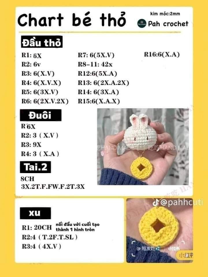 Tổng hợp chart móc len: Cún suy dinh dưỡng, Sao ngũ giác, Gấu mini, Gà con mũ ếch và túi mini