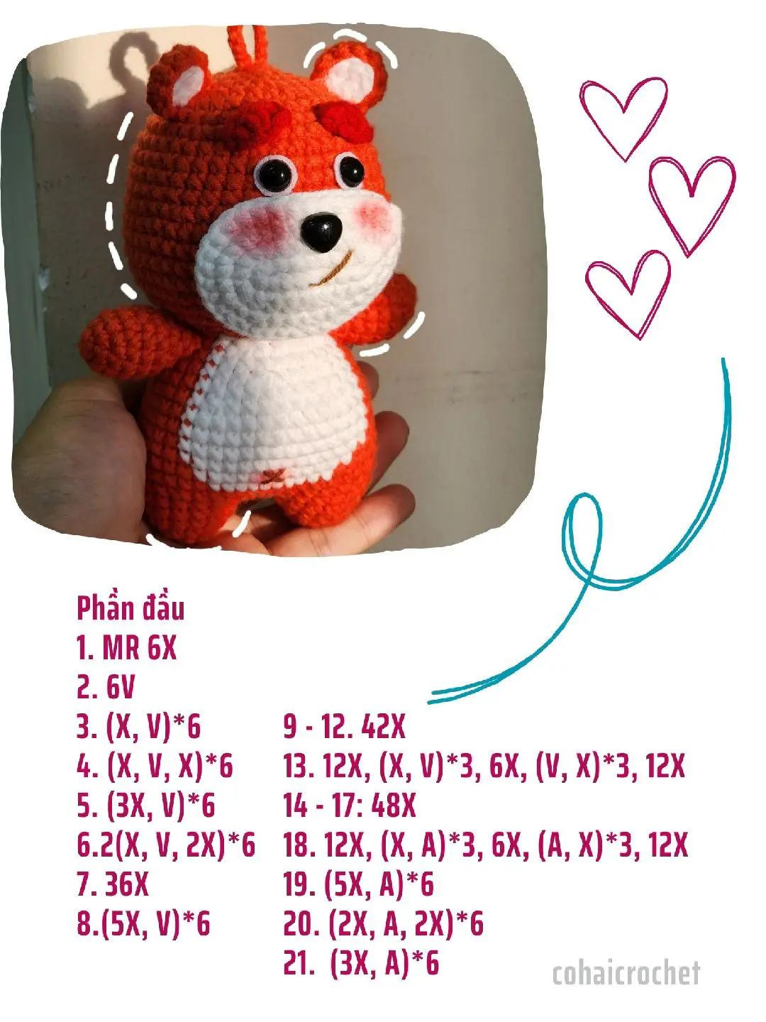 Tổng hợp Chart Móc Len Cute: Túi Sứa và Gấu Teddy Nhiều Màu Sắc