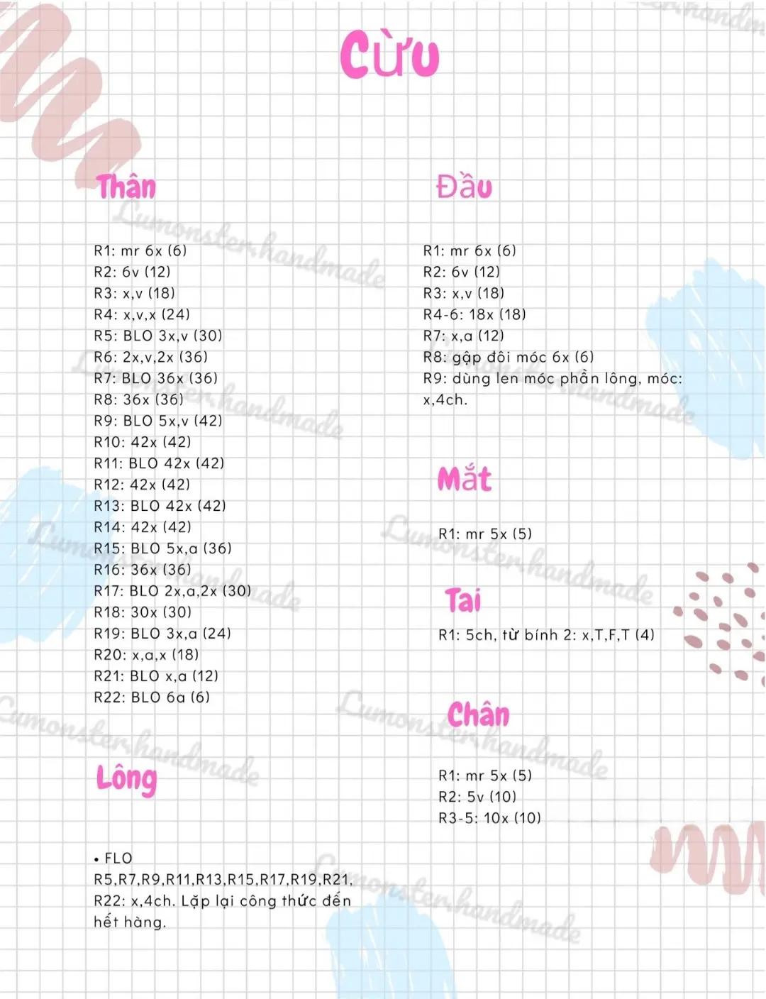 Tổng hợp Chart Móc Len Cute: Túi Sứa và Gấu Teddy Nhiều Màu Sắc