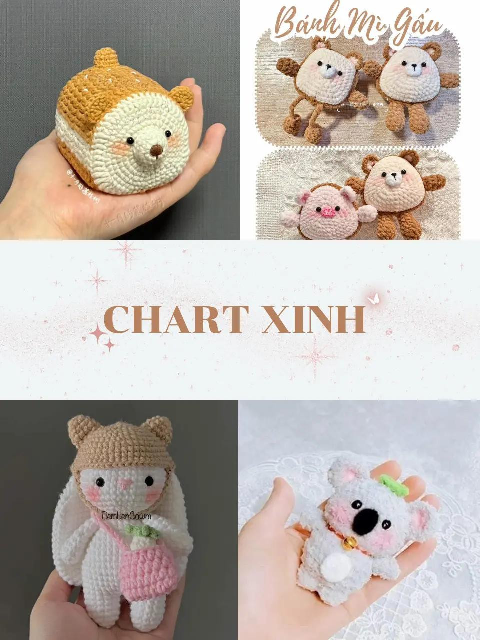 Tổng hợp chart móc len dễ thương: Bánh mì gấu, Thỏ tai dài và các mẫu amigurumi khác