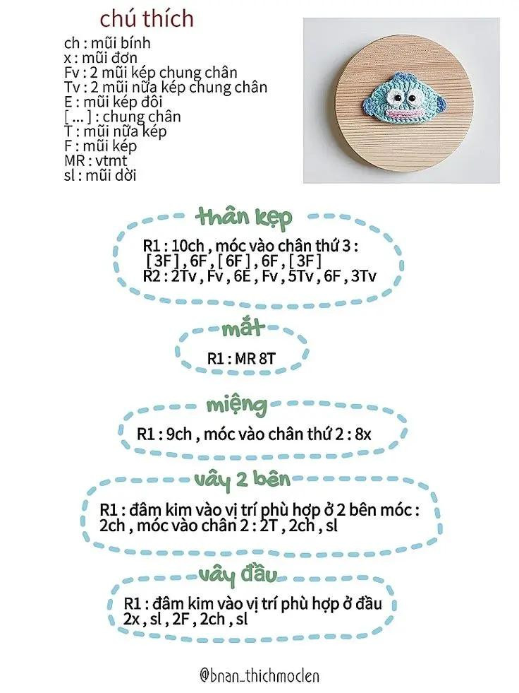 Tổng hợp chart móc len dễ thương: Bông hoa hướng dương, mắt ếch và cá nhỏ