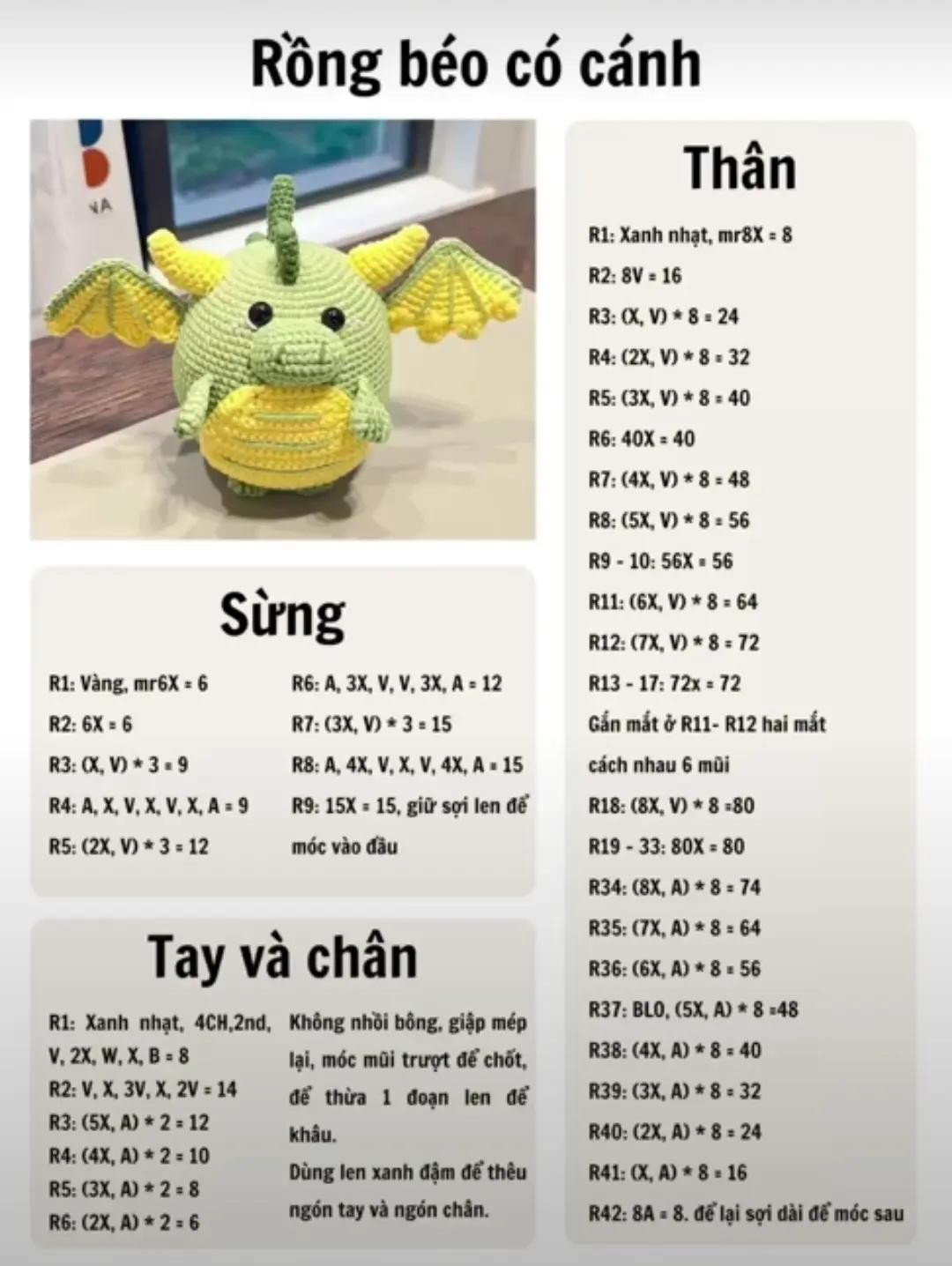 Tổng hợp chart móc len dễ thương: Bông hoa hướng dương, mắt ếch và cá nhỏ