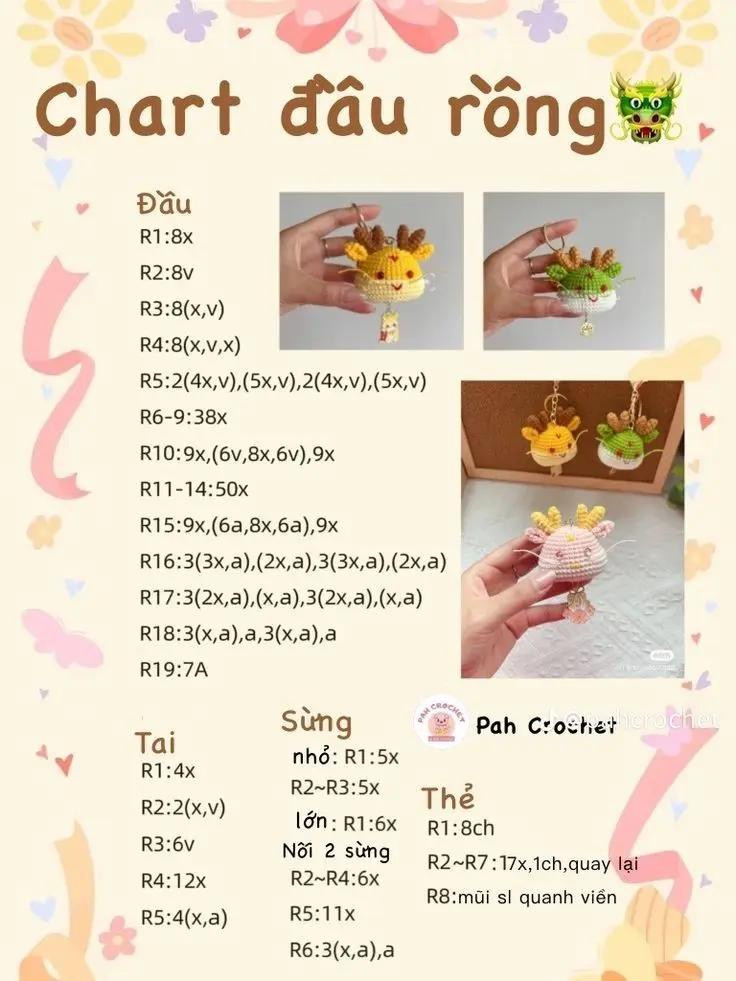 Tổng hợp chart móc len dễ thương: Bông hoa hướng dương, mắt ếch và cá nhỏ