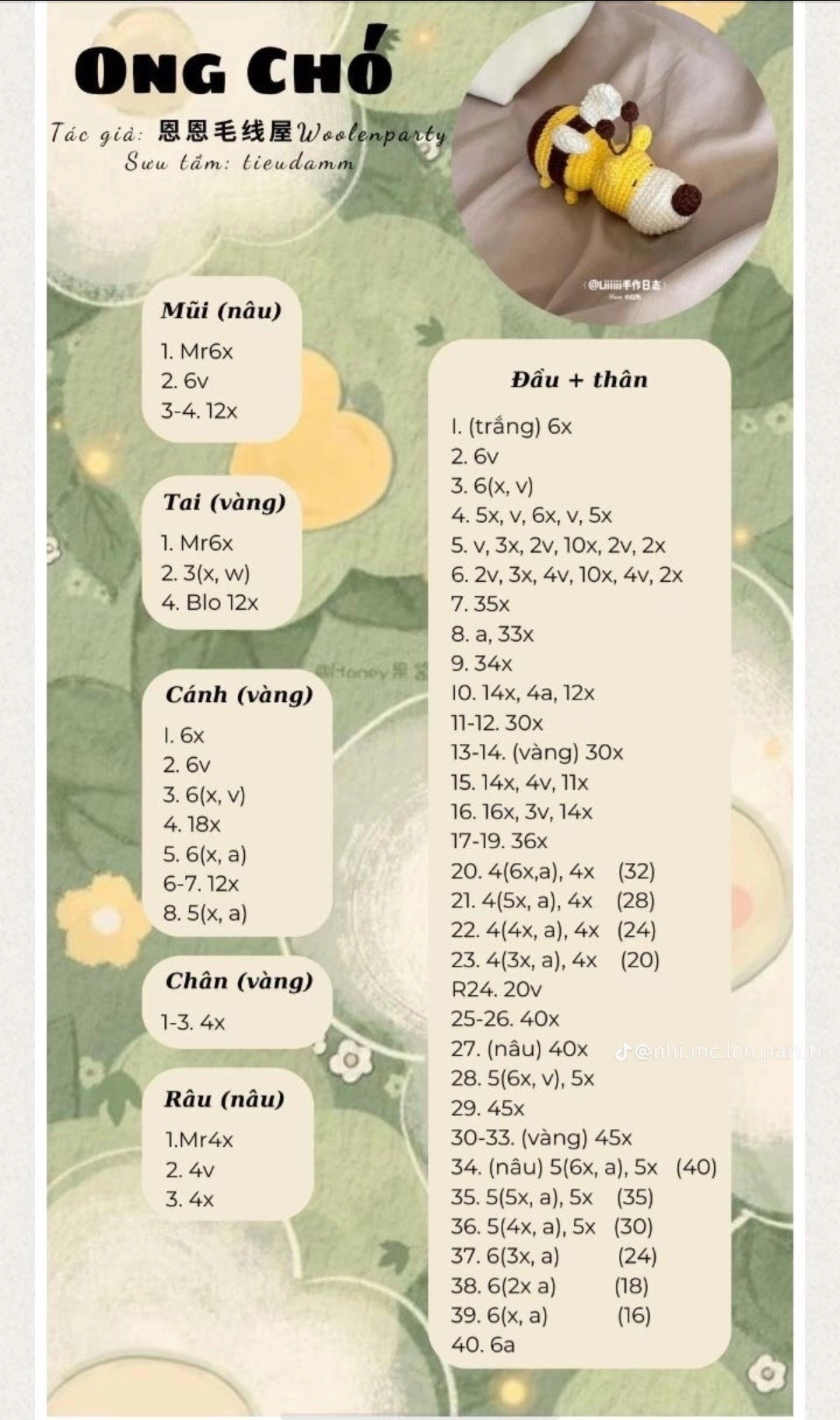 Tổng hợp chart móc len dễ thương: Cá mini, Củ cải trắng, Vịt, Cỏ 4 lá và Dâu tây