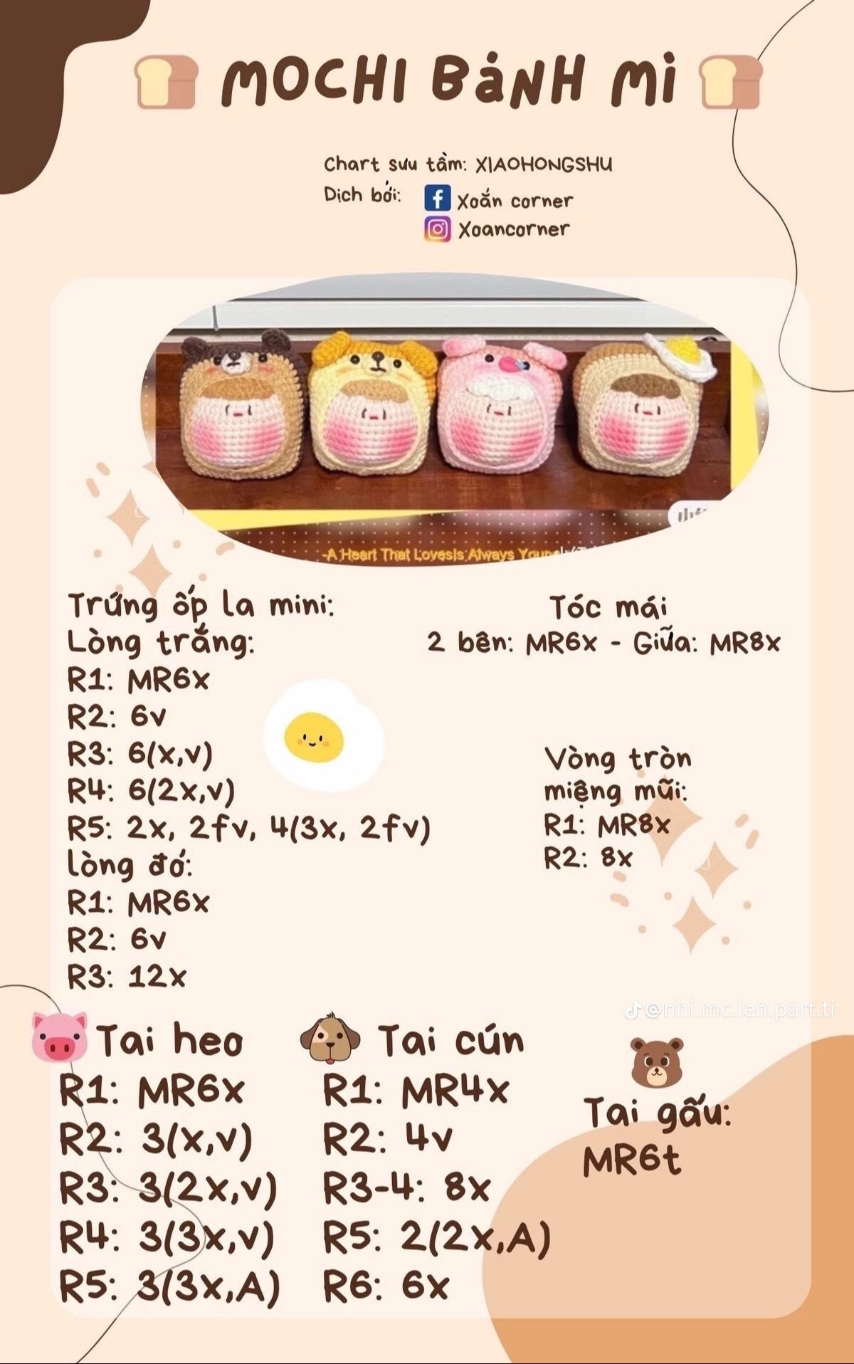 Tổng hợp chart móc len dễ thương: Cá mini, Củ cải trắng, Vịt, Cỏ 4 lá và Dâu tây