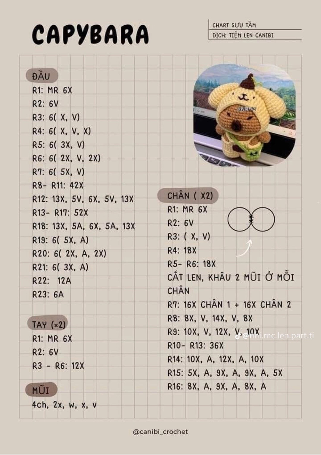 Tổng hợp chart móc len dễ thương: Cá mini, Củ cải trắng, Vịt, Cỏ 4 lá và Dâu tây