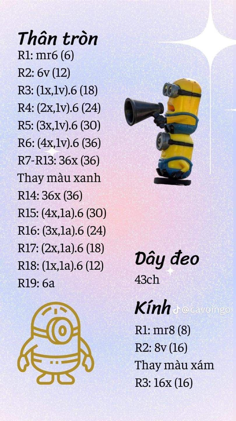 Tổng hợp chart móc len dễ thương: Râu, Gà Má Phính, Hổ, Thỏ và Heo