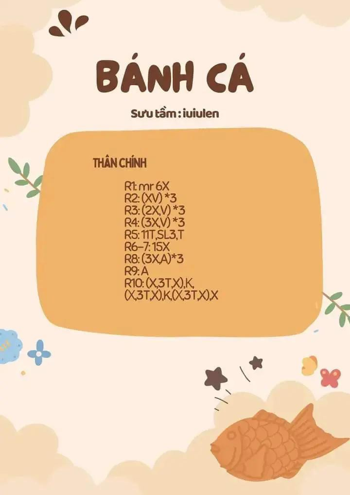 Tổng hợp chart móc len đồ ăn dễ thương: Bánh dâu tây, Bánh cá và Tart táo