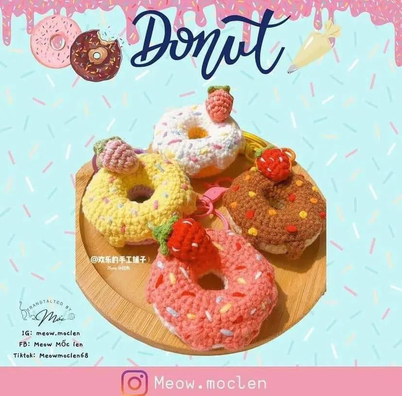 Tổng hợp chart móc len đồ ăn dễ thương: Bánh dâu tây, Bánh cá và Tart táo